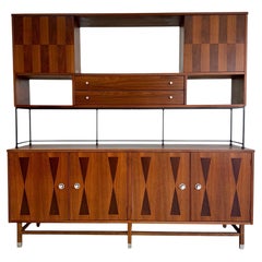 Refinished Mid Century Modern Stanley Nussbaum und Palisander Wall Unit, 2 Piece