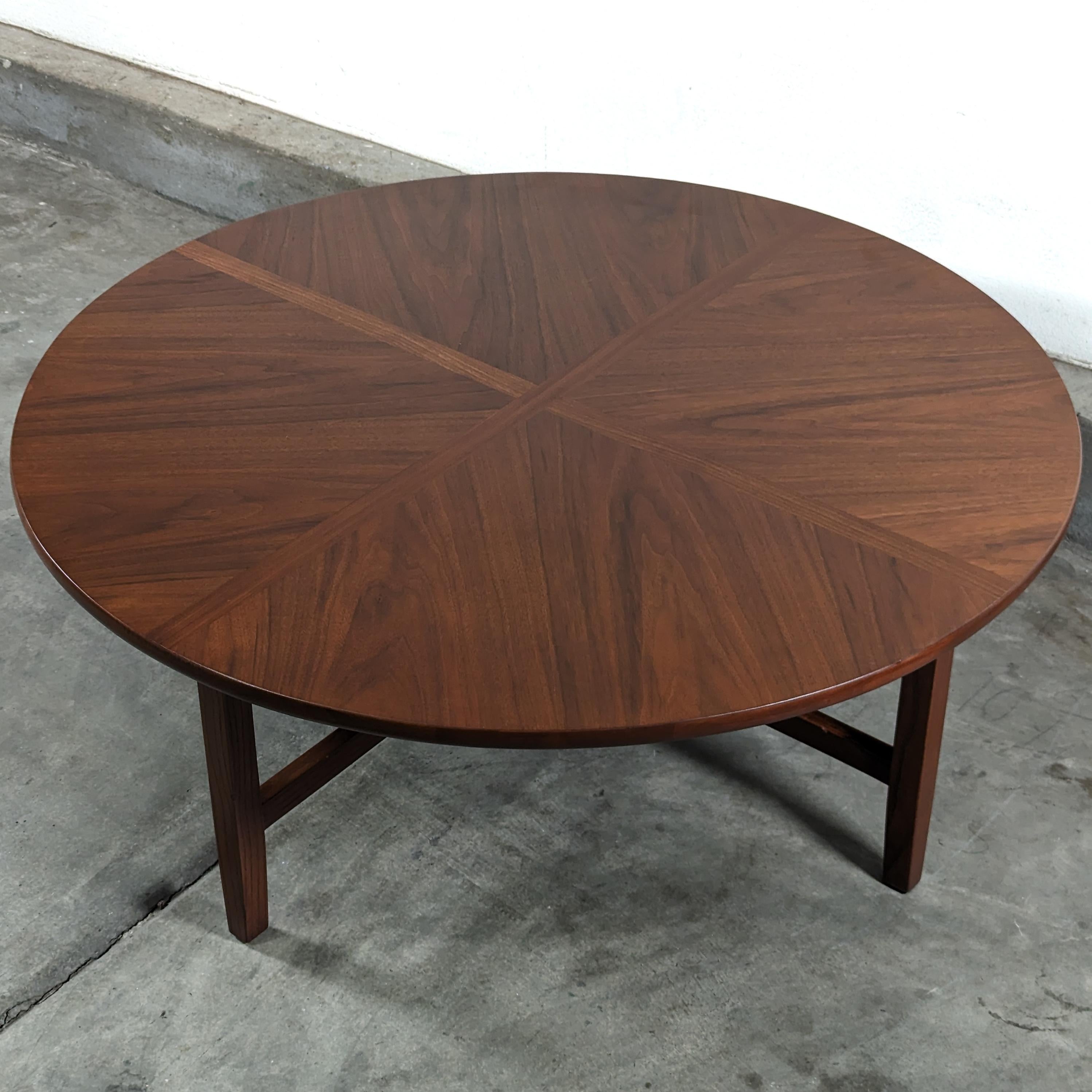 American Refinished Mid Century Modern Walnut & Oak Coffee Table, c1960s