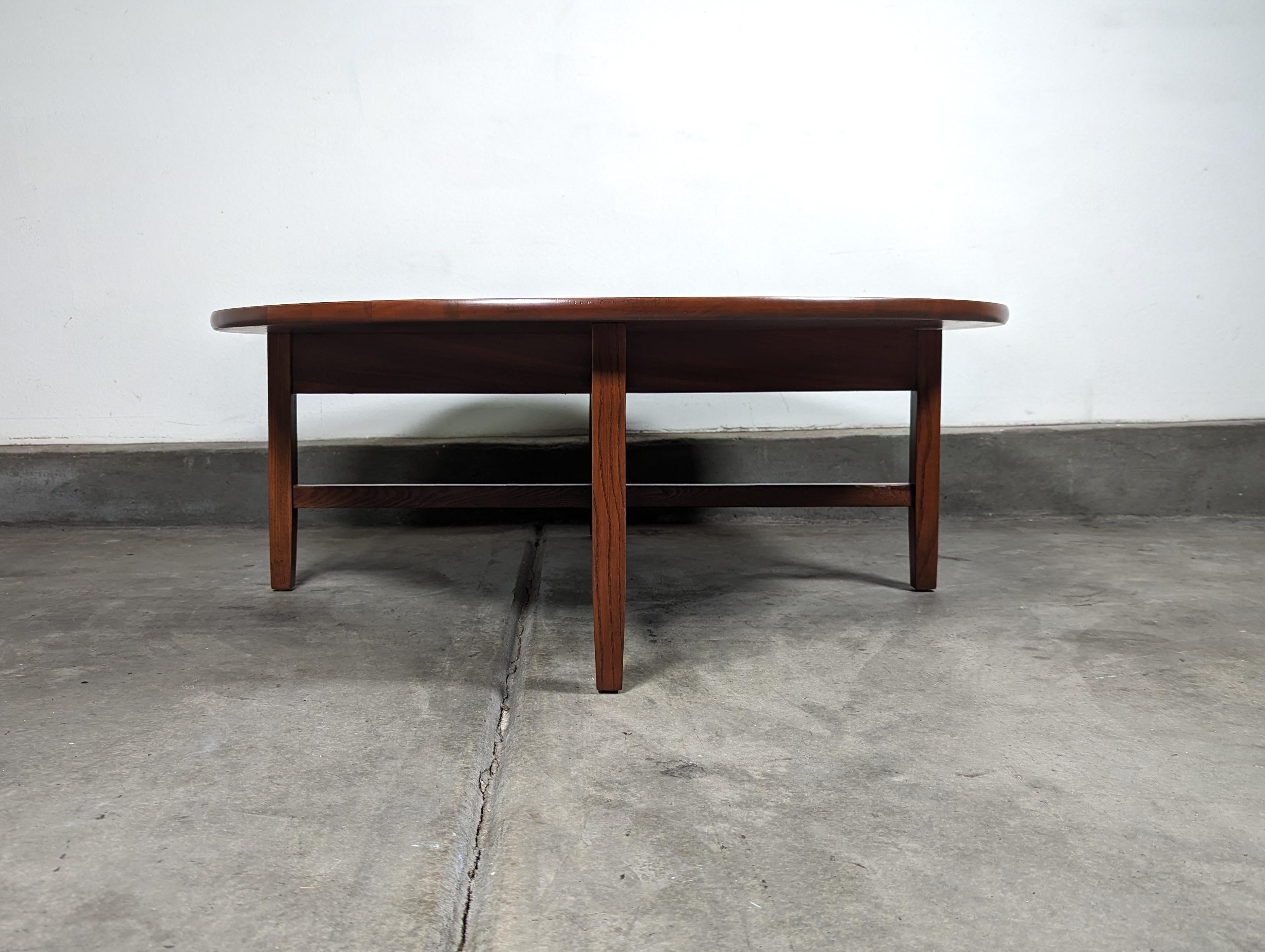 Mid-20th Century Refinished Mid Century Modern Walnut & Oak Coffee Table, c1960s For Sale