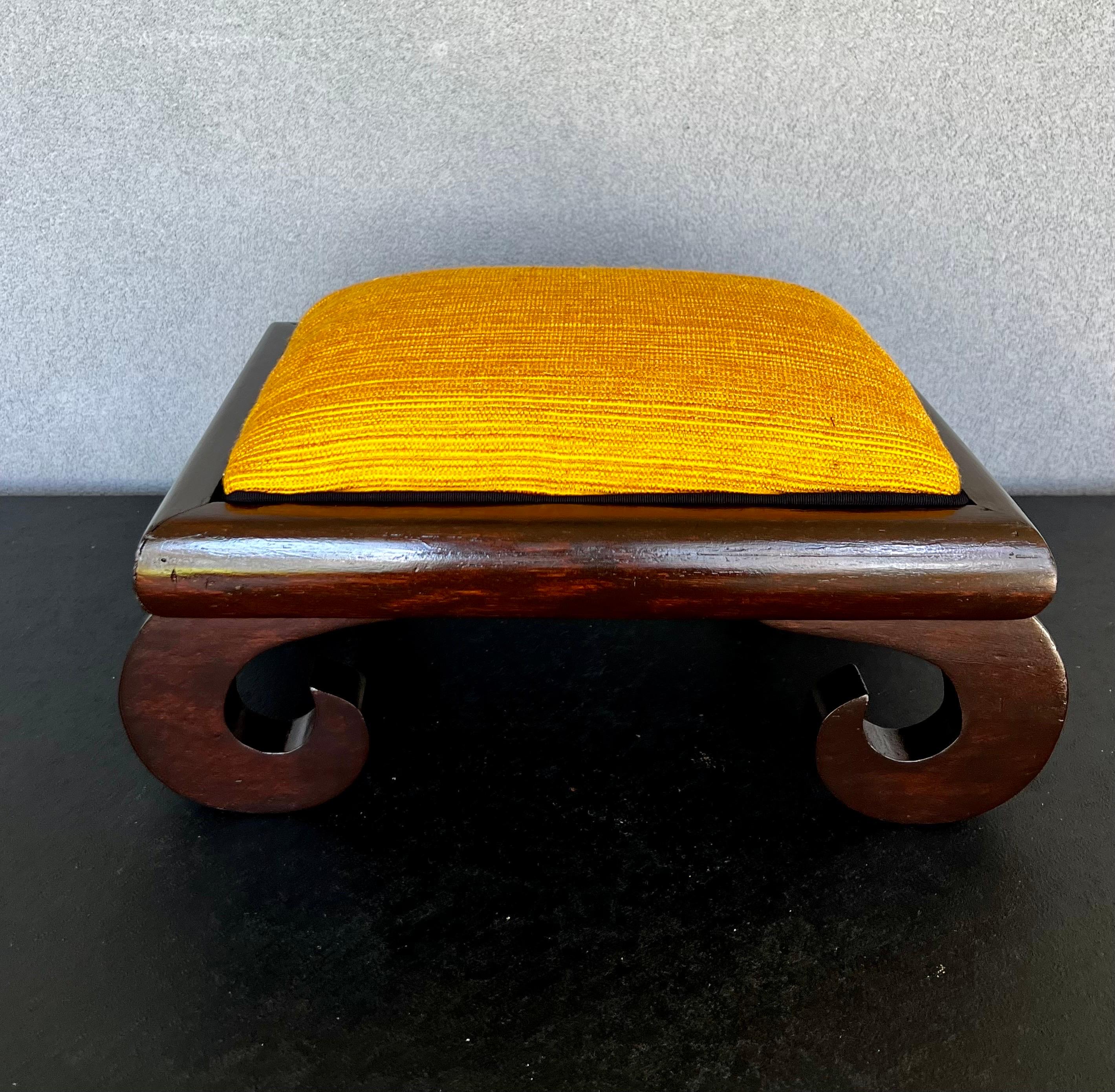 Unknown Refinished Mid-Century Yellow Asian Footstool  For Sale
