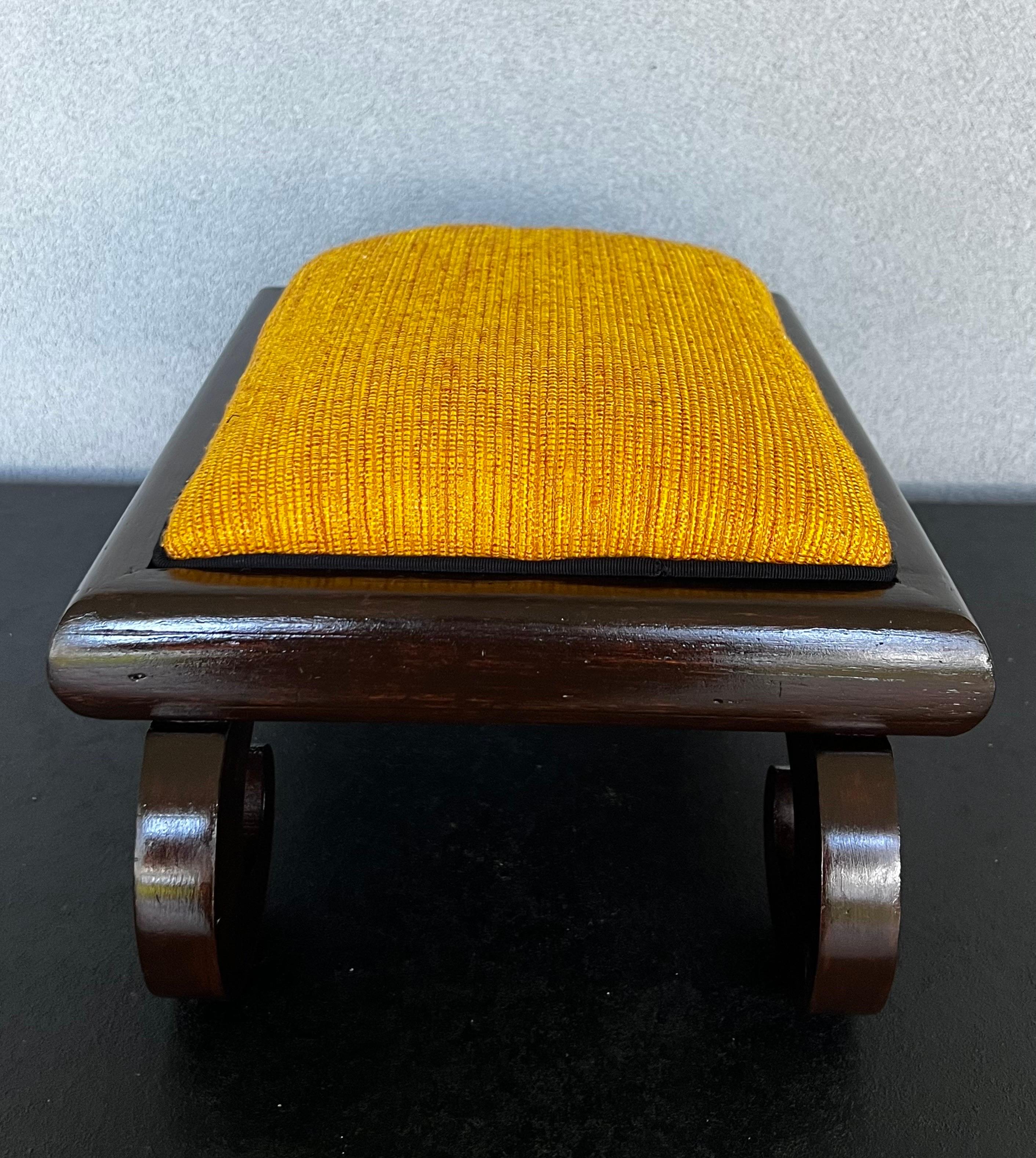 20th Century Refinished Mid-Century Yellow Asian Footstool  For Sale