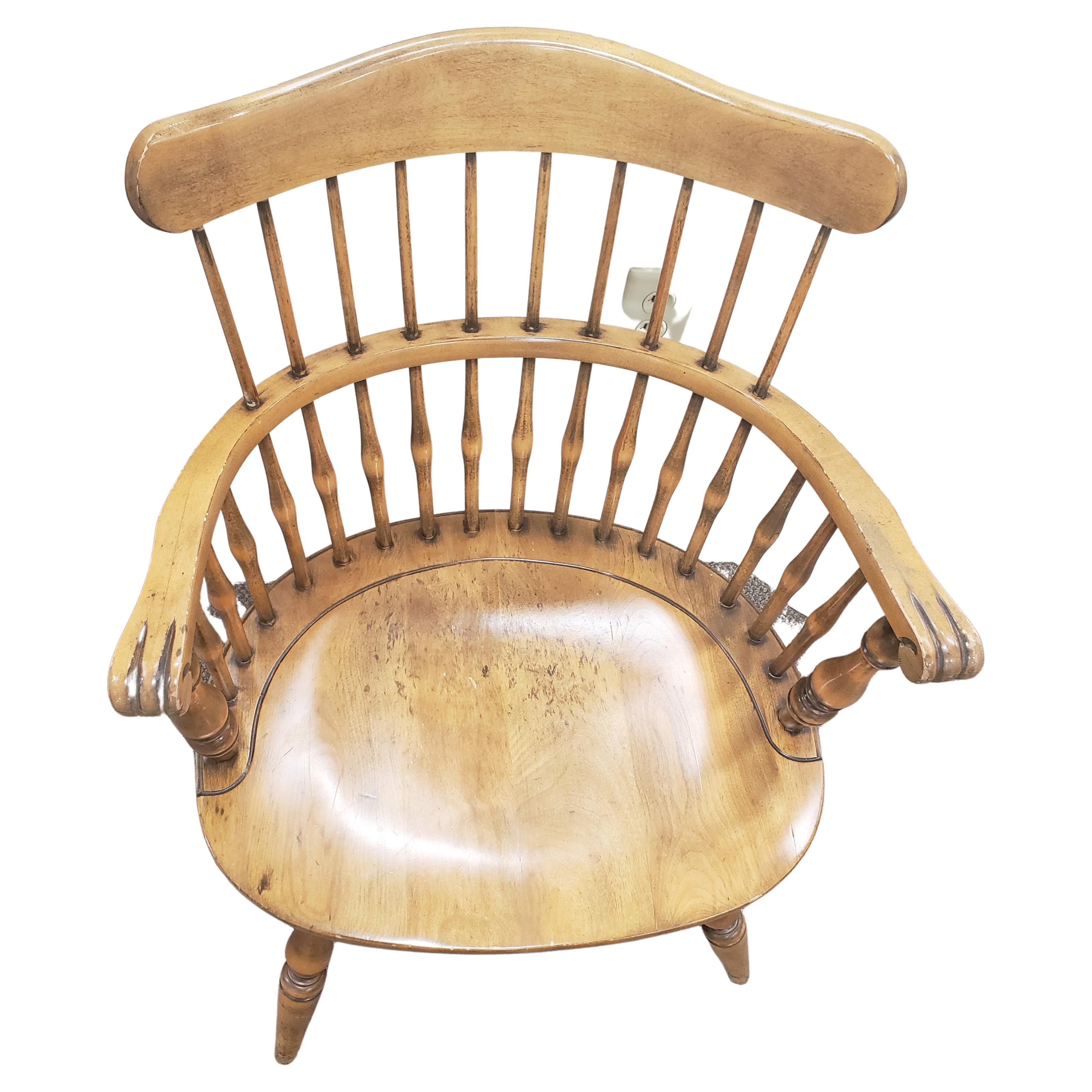 Mid-Century Modern Refinished Nichols and Stone Maple Comb Back Maple Windsor Armchair For Sale