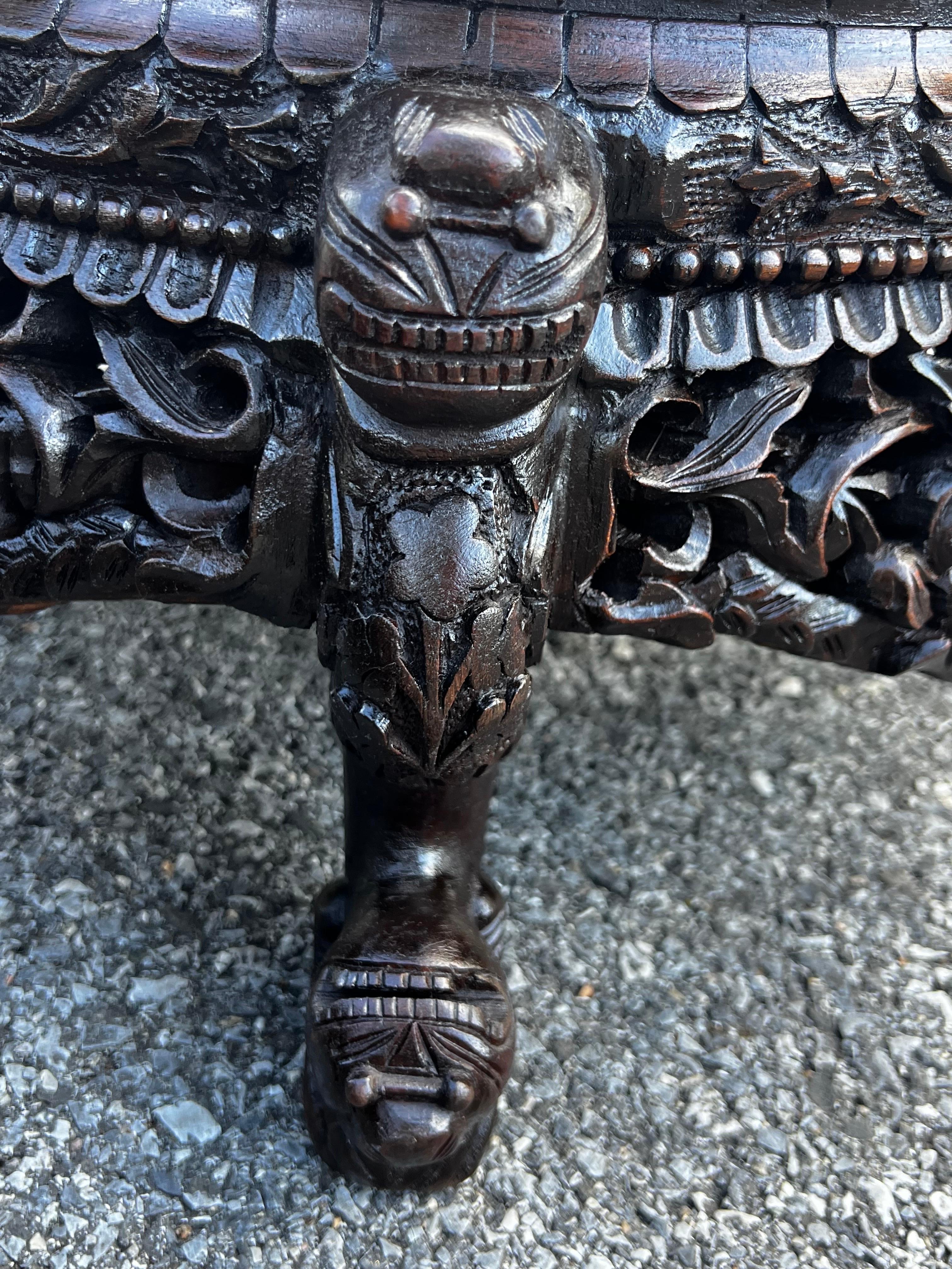 Refinished Pair Late 19th Century Anglo-Indian Hand-Carved Cheetah Stools  For Sale 9