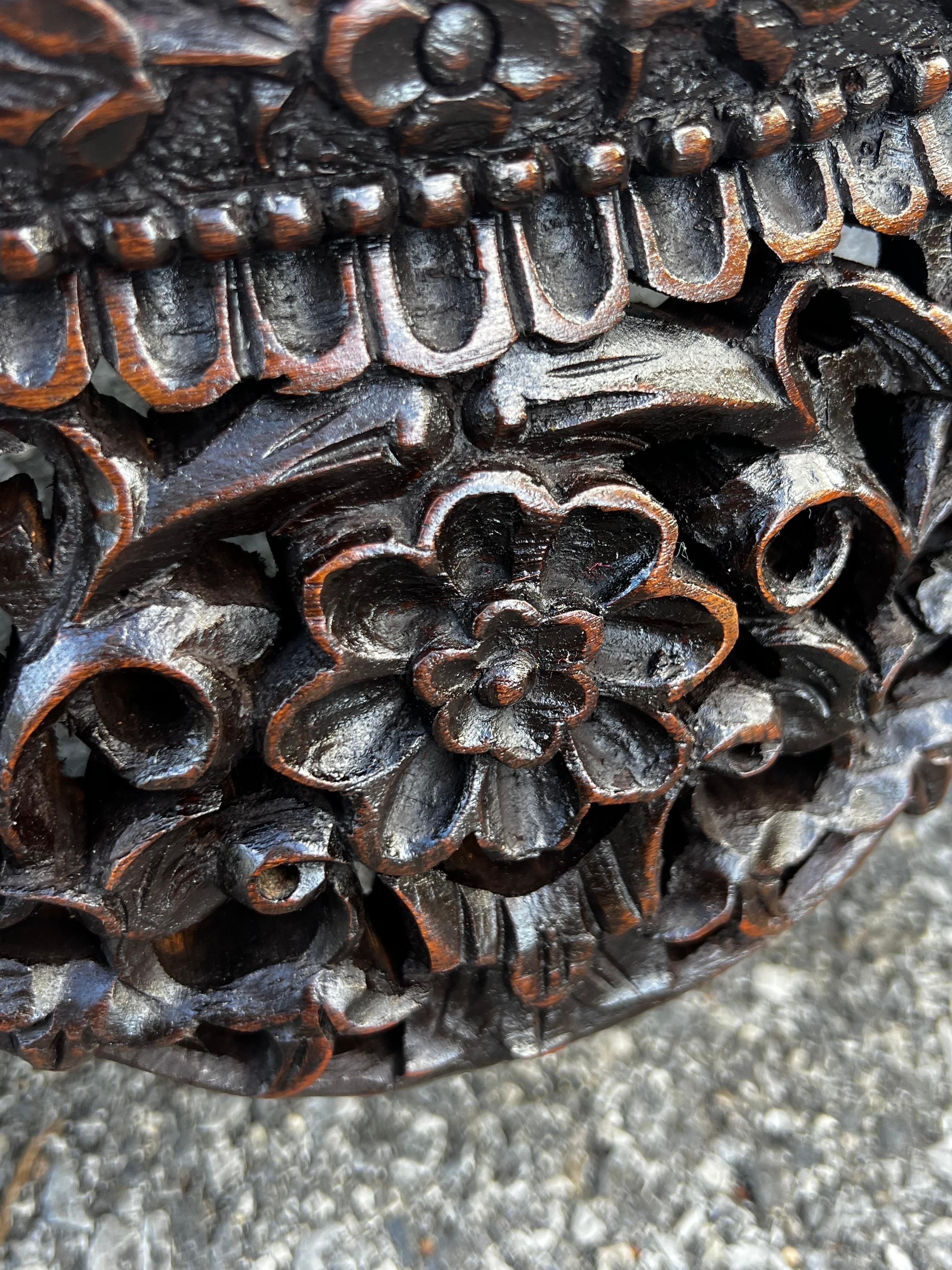 Refinished Pair Late 19th Century Anglo-Indian Hand-Carved Cheetah Stools 12