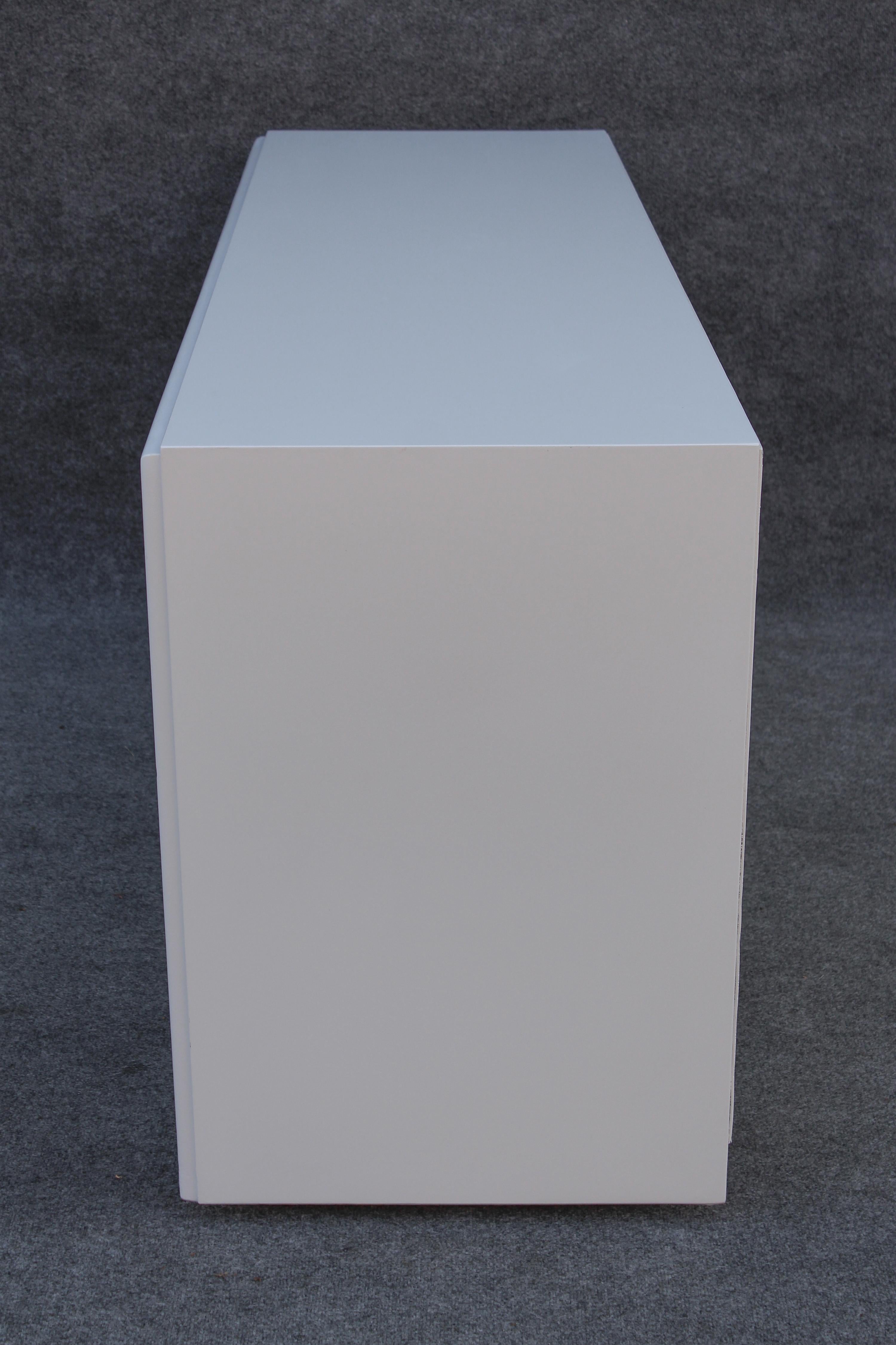 Refinished Paul Frankl for John Stuart Large 12-Drawer Dresser in White & Nickel For Sale 2