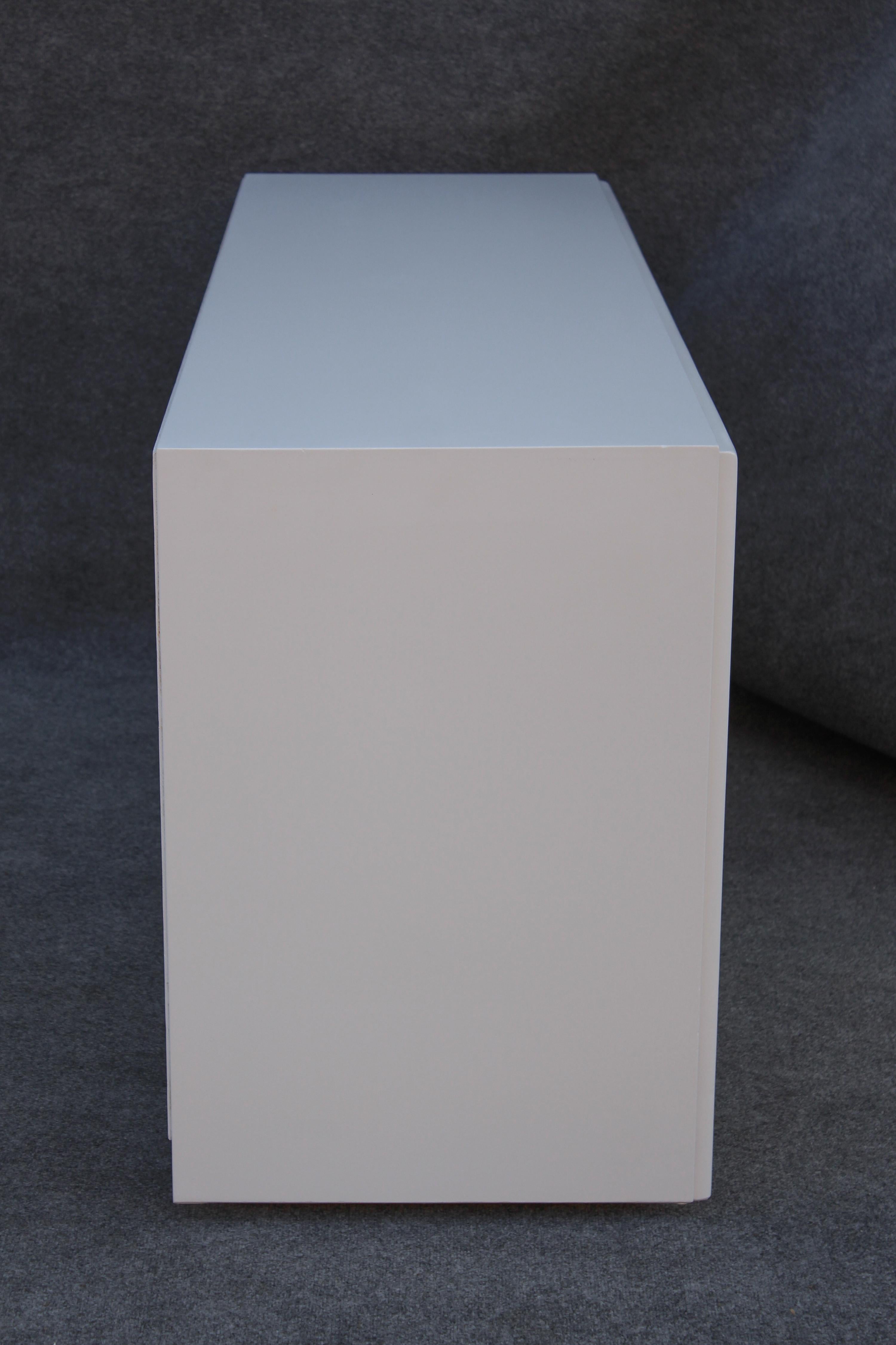 Refinished Paul Frankl for John Stuart Large 12-Drawer Dresser in White & Nickel For Sale 1