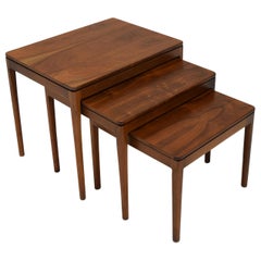 Refinished Set of 3 Nesting Tables in Walnut by Drexel