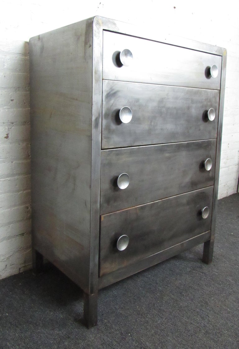 knee length dresses for ladies Vintage Simmons brushed steel dresser – cityFoundry
