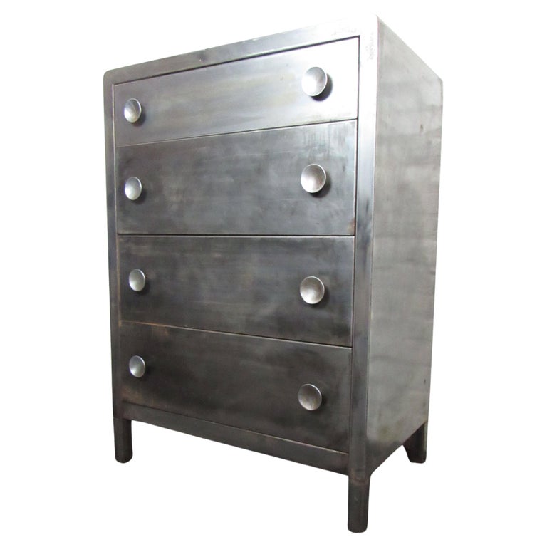 simmons metal dresser for sale 1940s Simmons Steel Highboy Dresser w/ Mirror