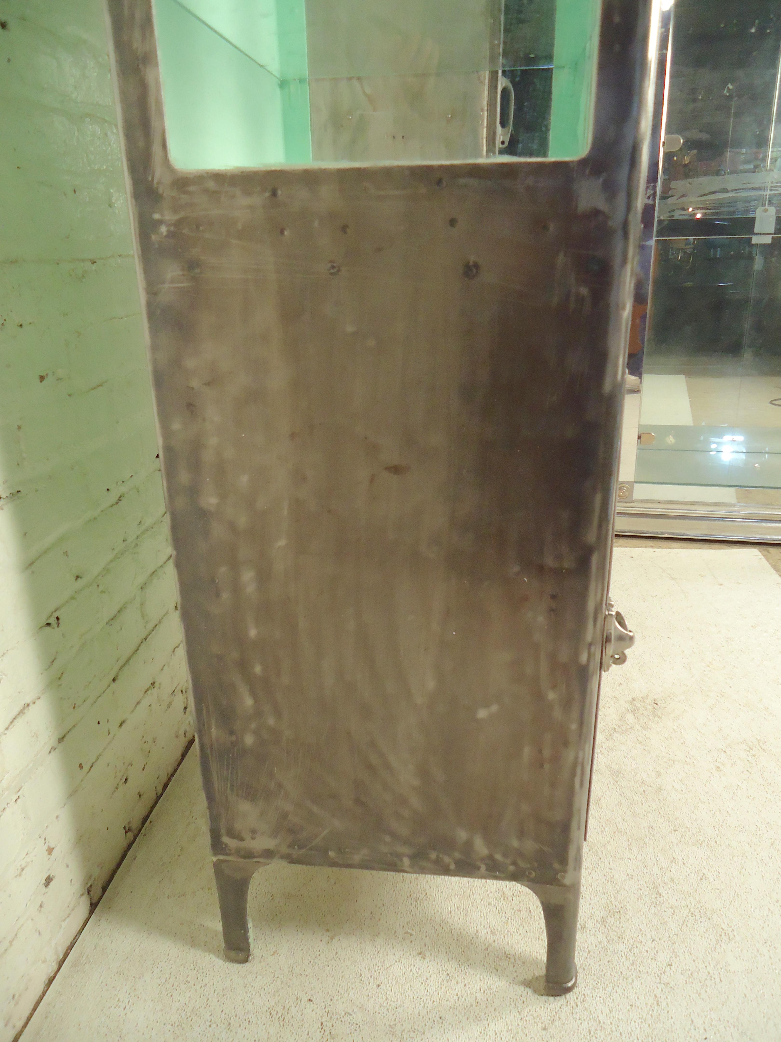 vintage metal display cabinet