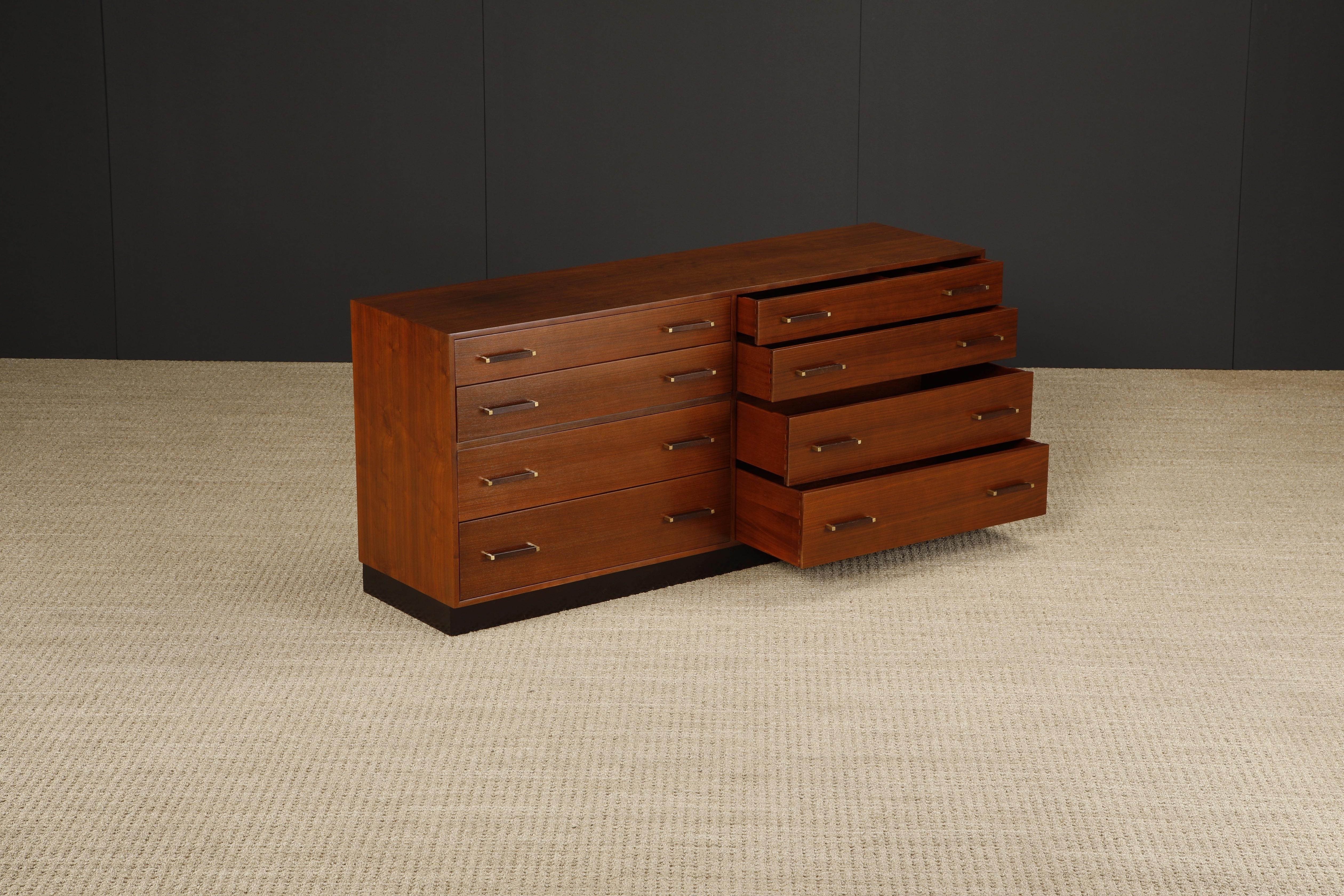 Mid-20th Century Refinished Walnut and Brass Dresser by Edward Wormley for Dunbar, C 1965, Signed