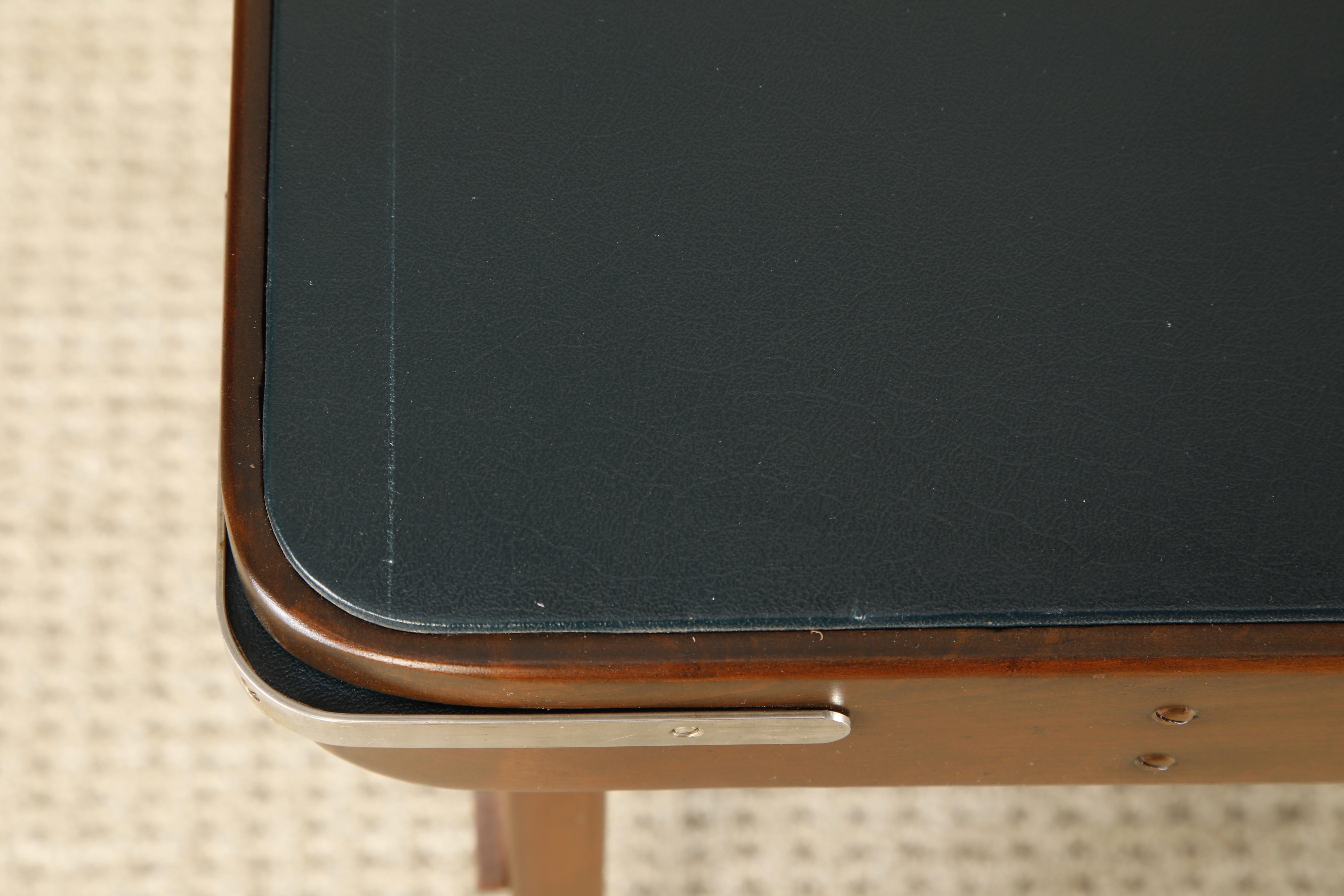Refinished Walnut and Leather Folding Card / Game Table, c. Early 20th Century 4