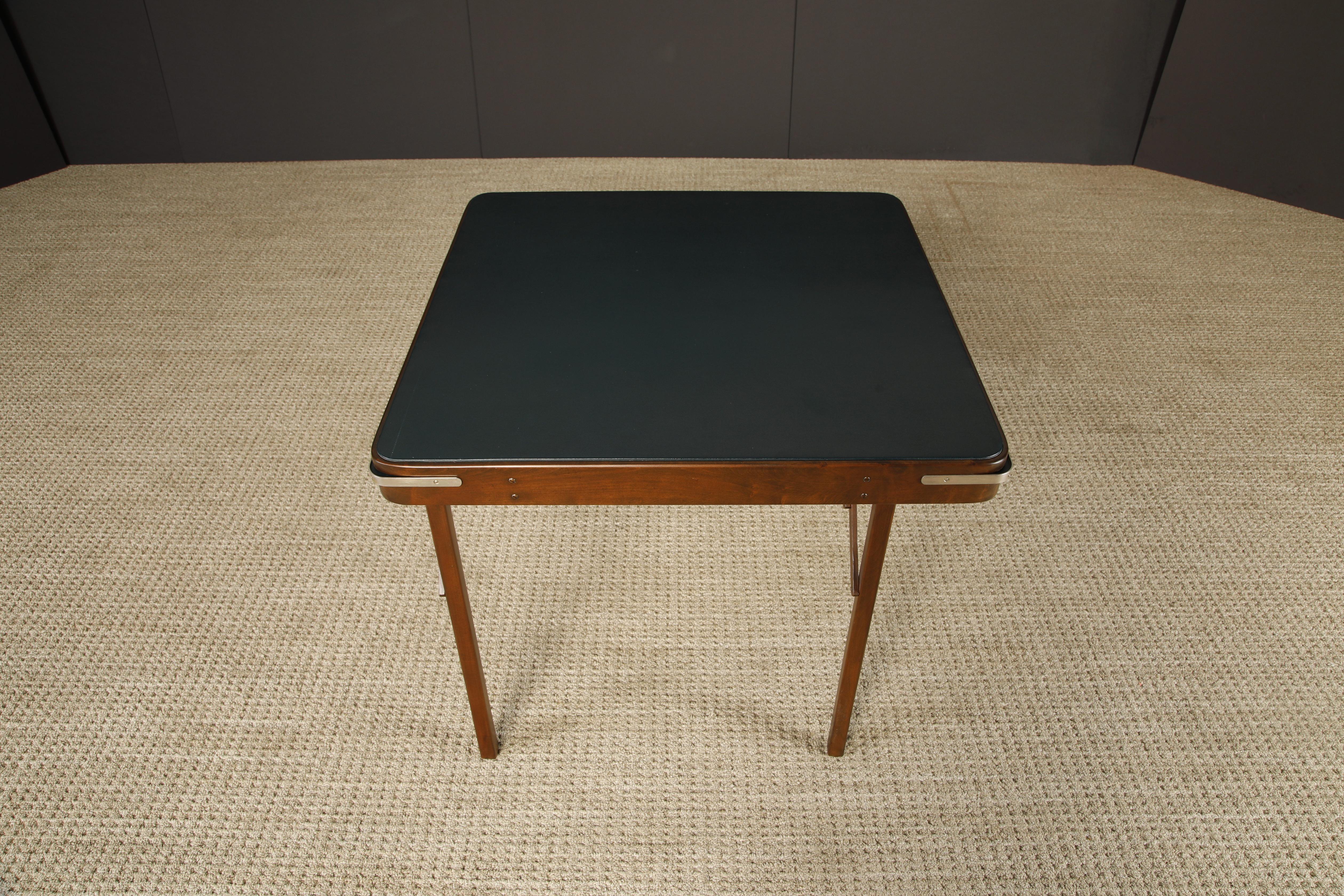 Refinished Walnut and Leather Folding Card / Game Table, c. Early 20th Century 5