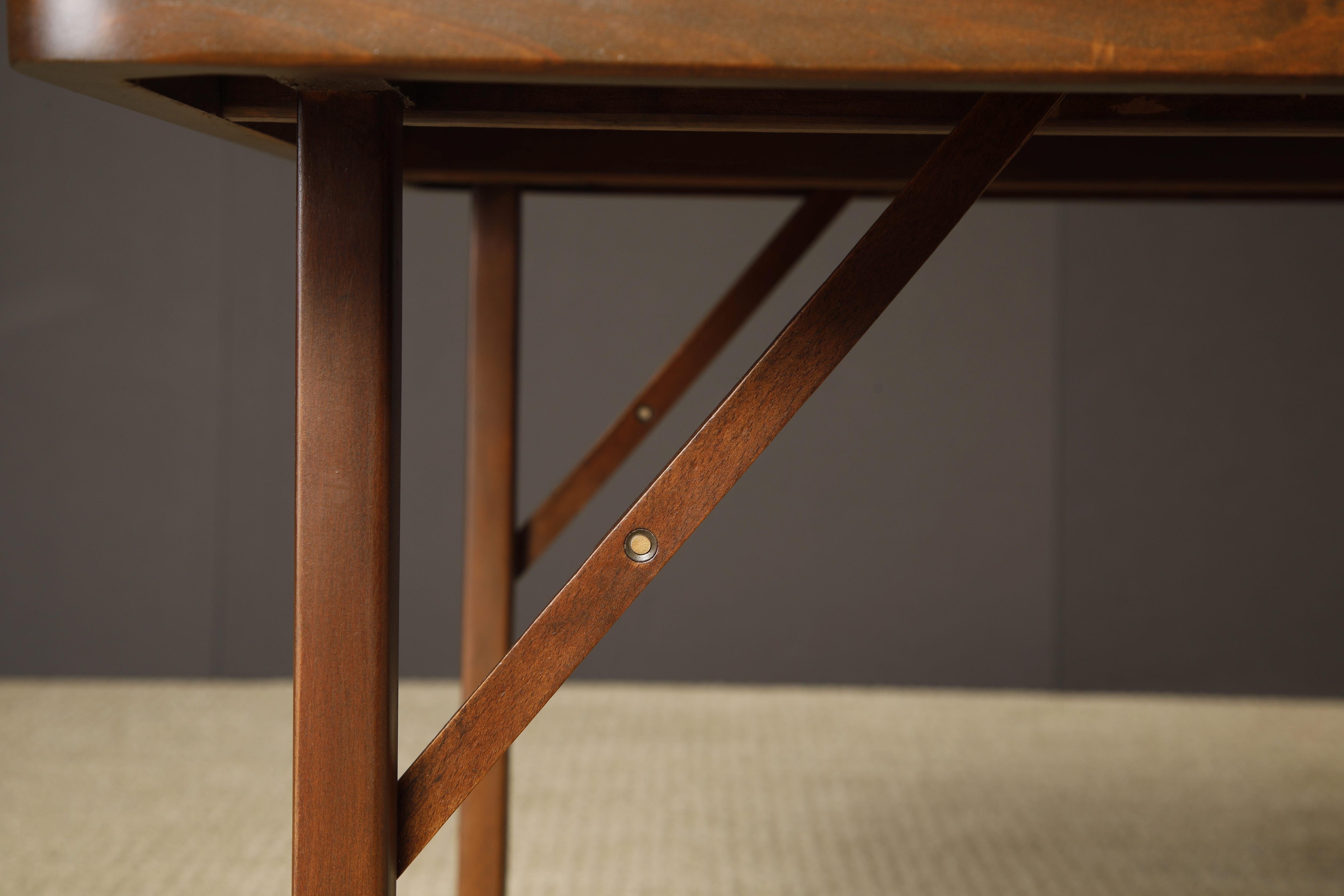 Refinished Walnut and Leather Folding Card / Game Table, c. Early 20th Century 6
