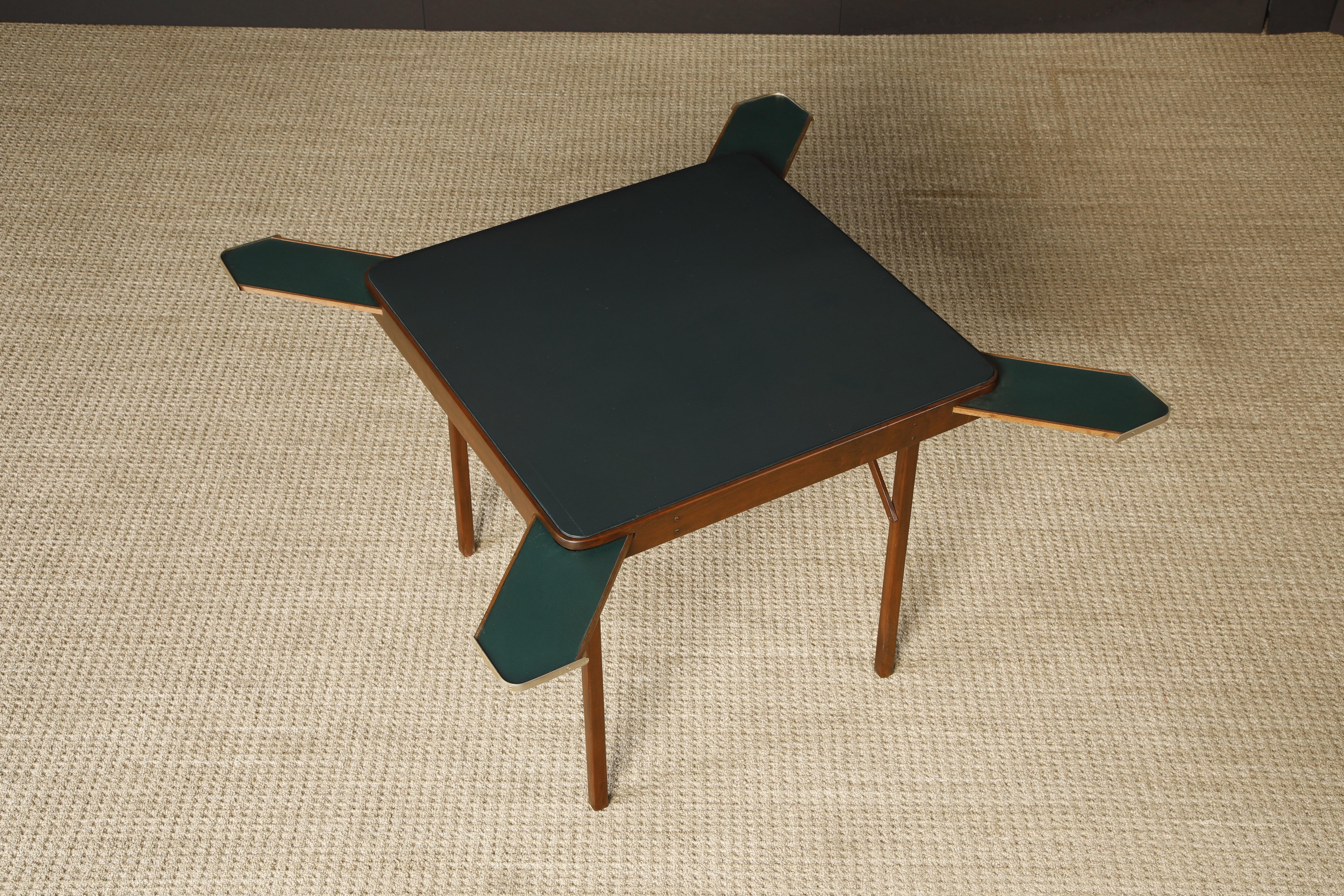 American Refinished Walnut and Leather Folding Card / Game Table, c. Early 20th Century