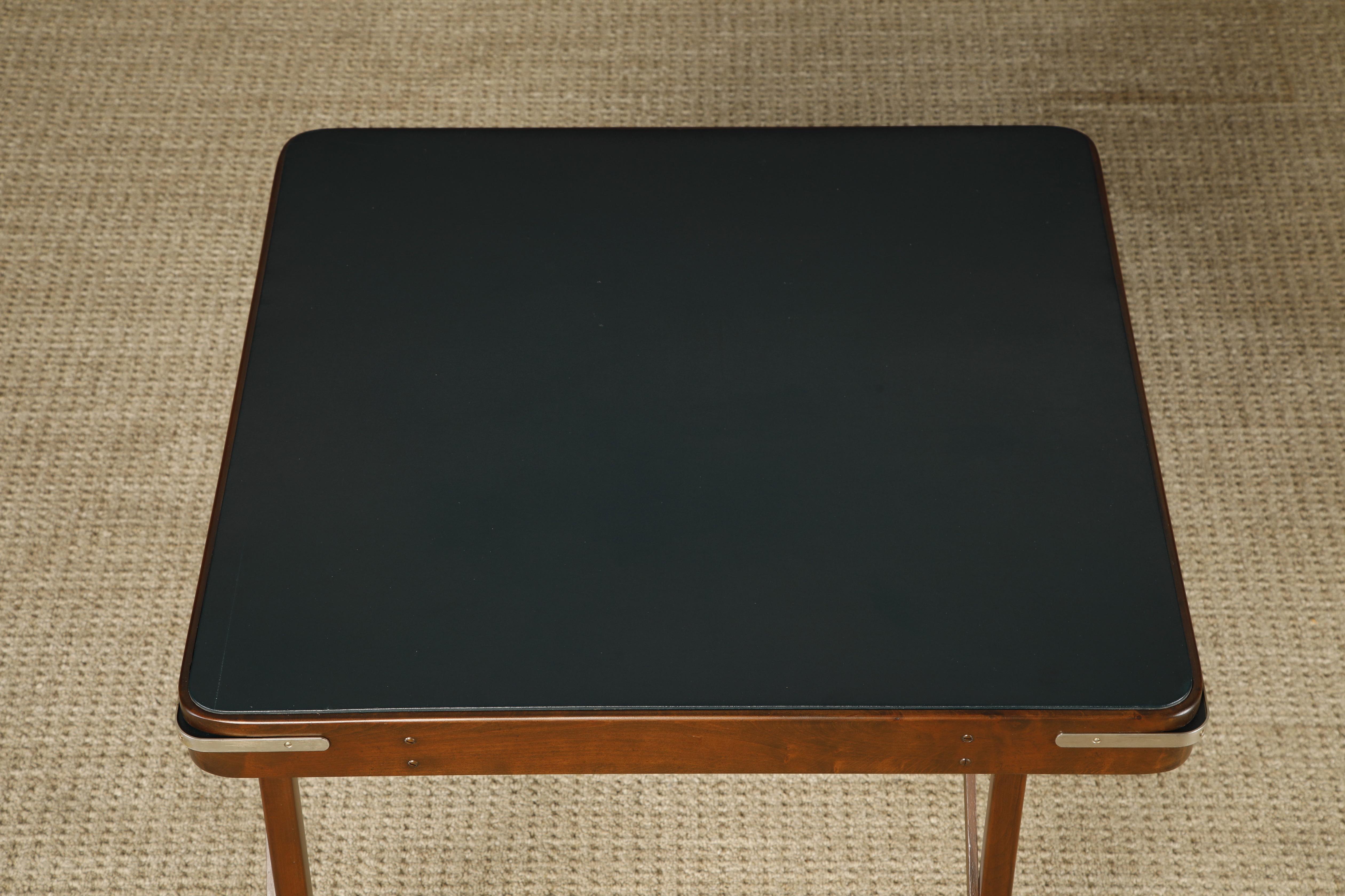 Refinished Walnut and Leather Folding Card / Game Table, c. Early 20th Century 3