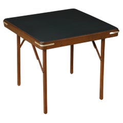 Vintage Refinished Walnut and Leather Folding Card / Game Table, c. Early 20th Century