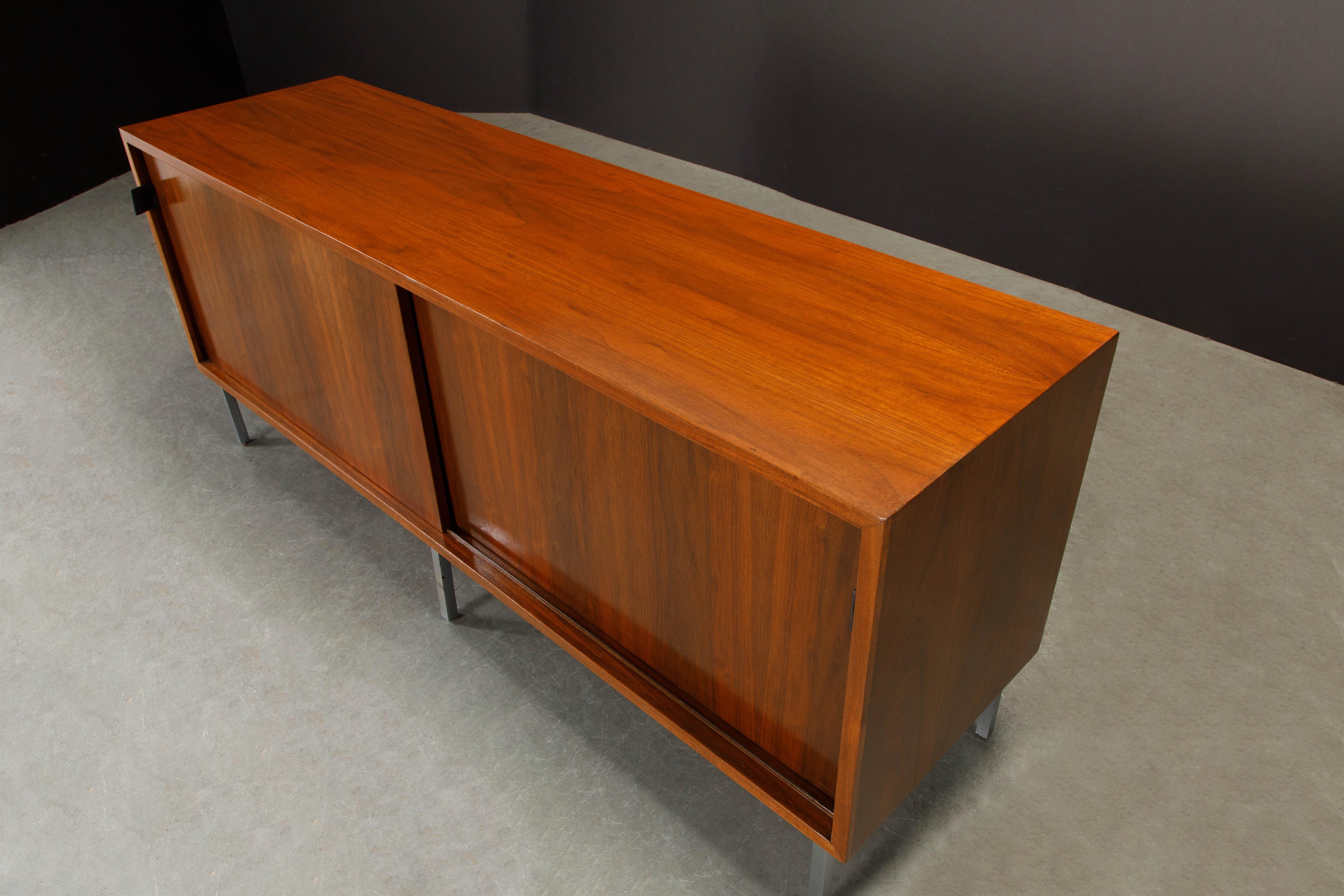 Refinished Walnut Florence Knoll Credenza for Knoll Studio, Signed  6
