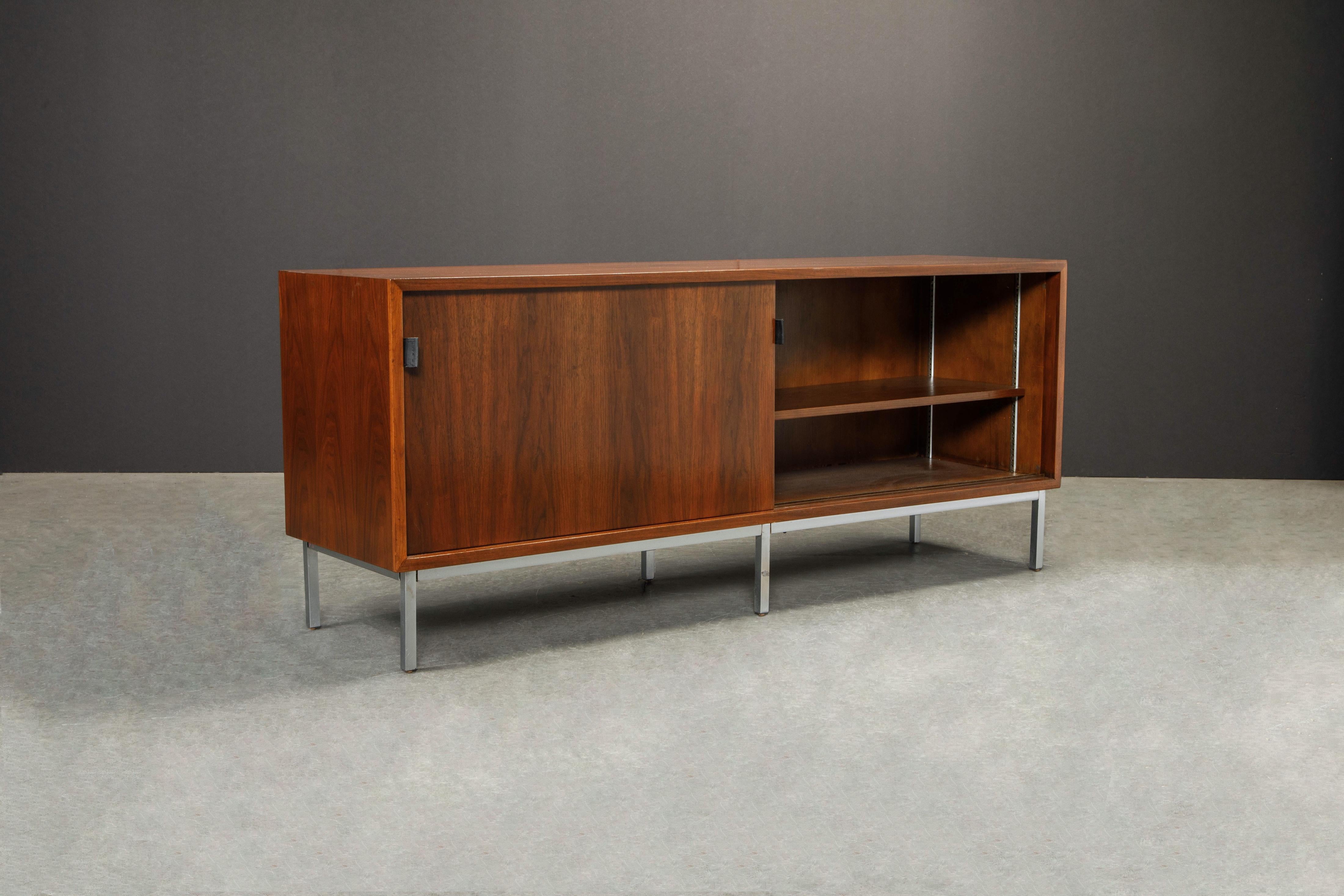 Late 20th Century Refinished Walnut Florence Knoll Credenza for Knoll Studio, Signed 