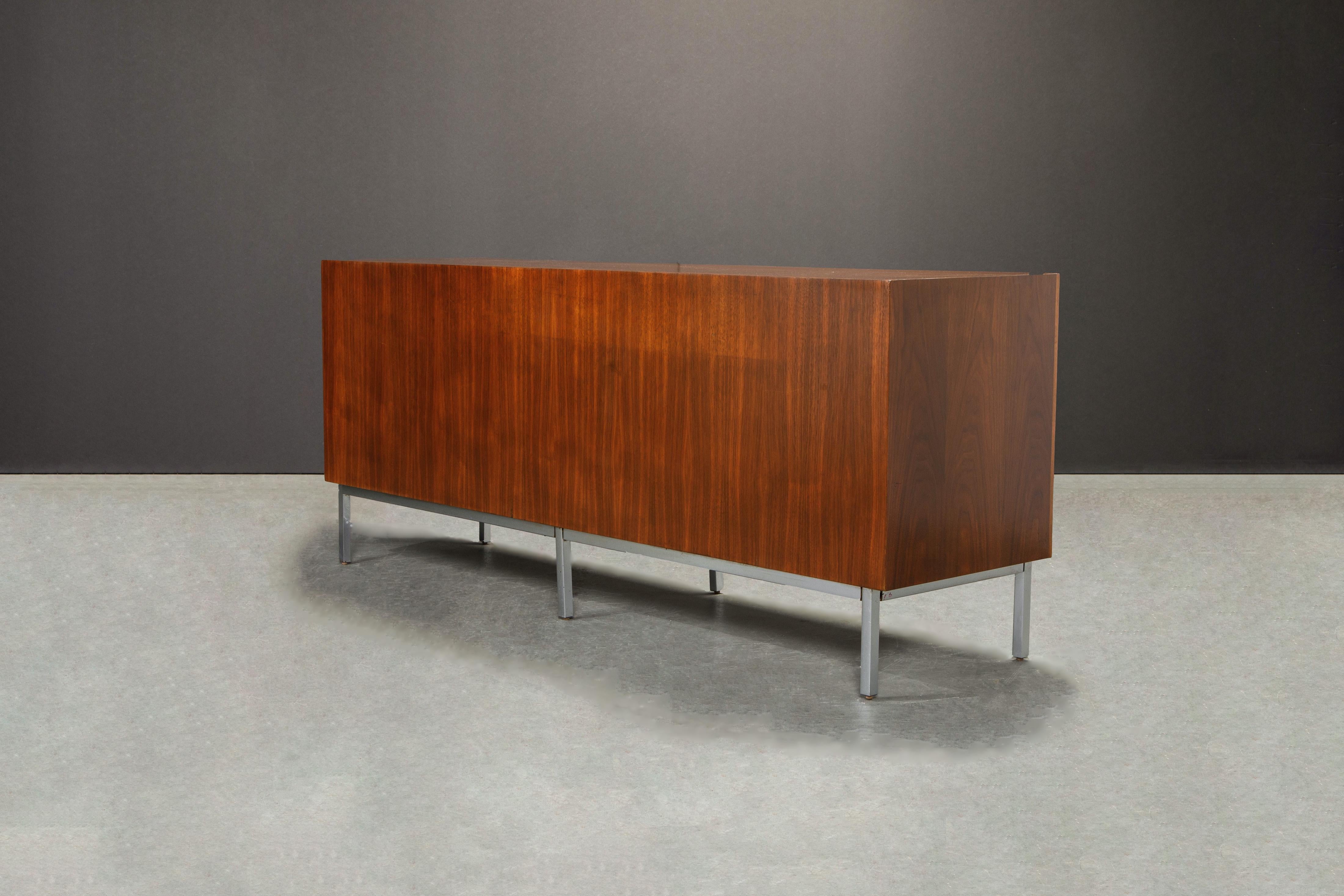 Refinished Walnut Florence Knoll Credenza for Knoll Studio, Signed  1