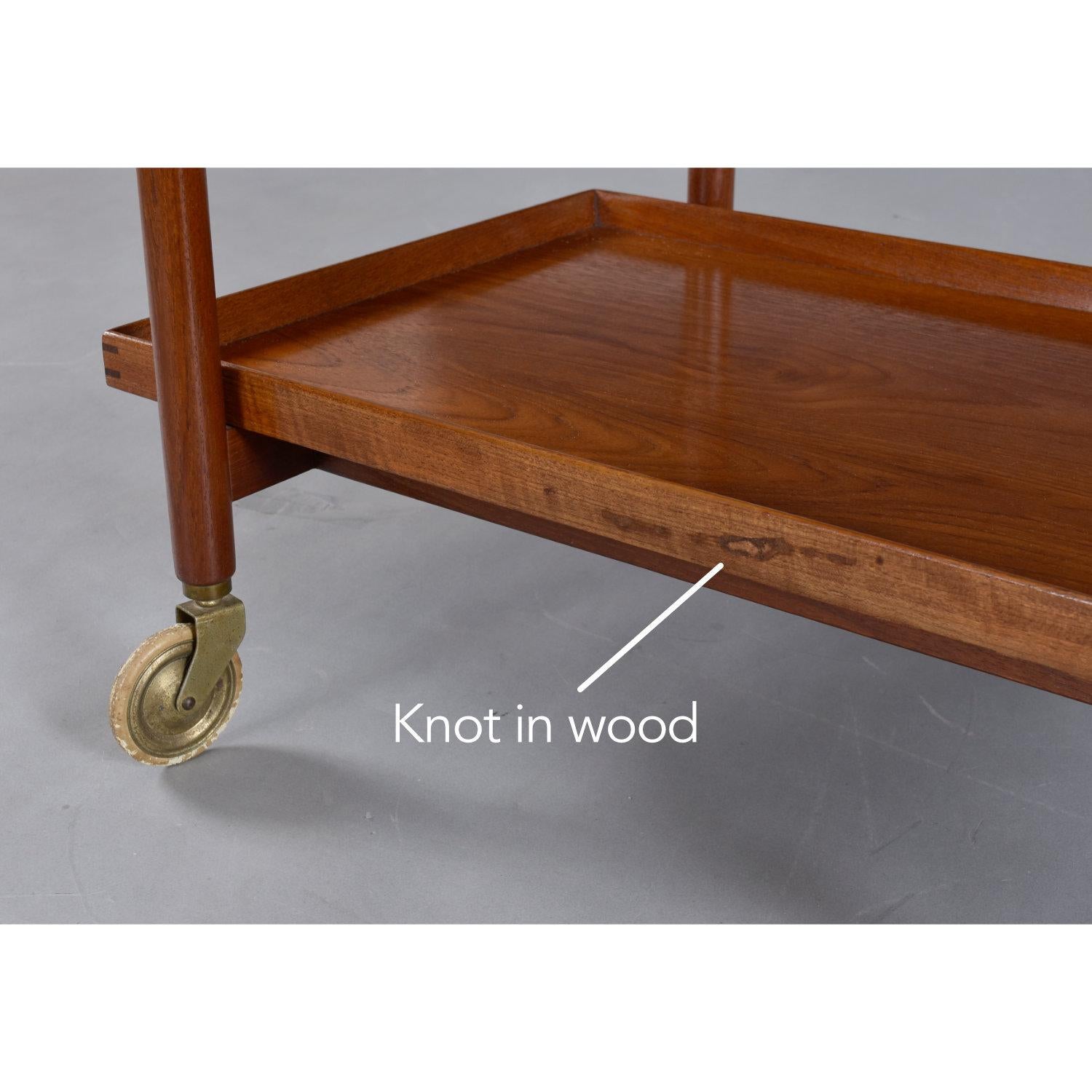Refinshed Poul Hundevad for Vamdrup Danish Expanding Teak Bar Cart For Sale 1