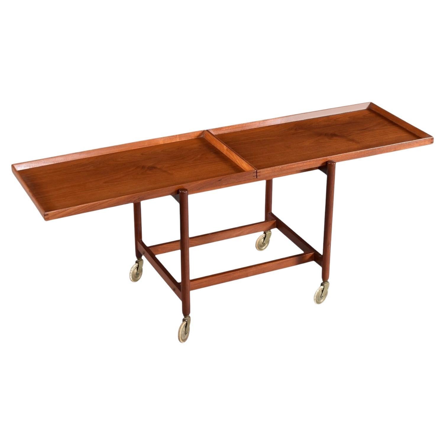 Refinshed Poul Hundevad for Vamdrup Danish Expanding Teak Bar Cart