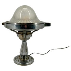 Art Deco Table Lamp in Holophane Prismatic Glass and Metal a pair available