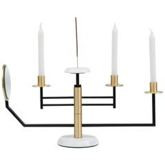 Reflect Candelabra in Steel, Brass, Mirror and Carrara Marble by Studio A