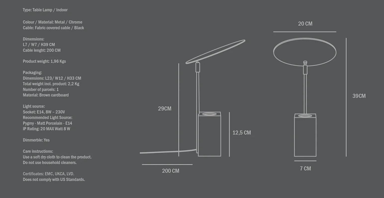 Reflect Table Lamp in Contemporary Chrome-Plated Metal. For Sale 7