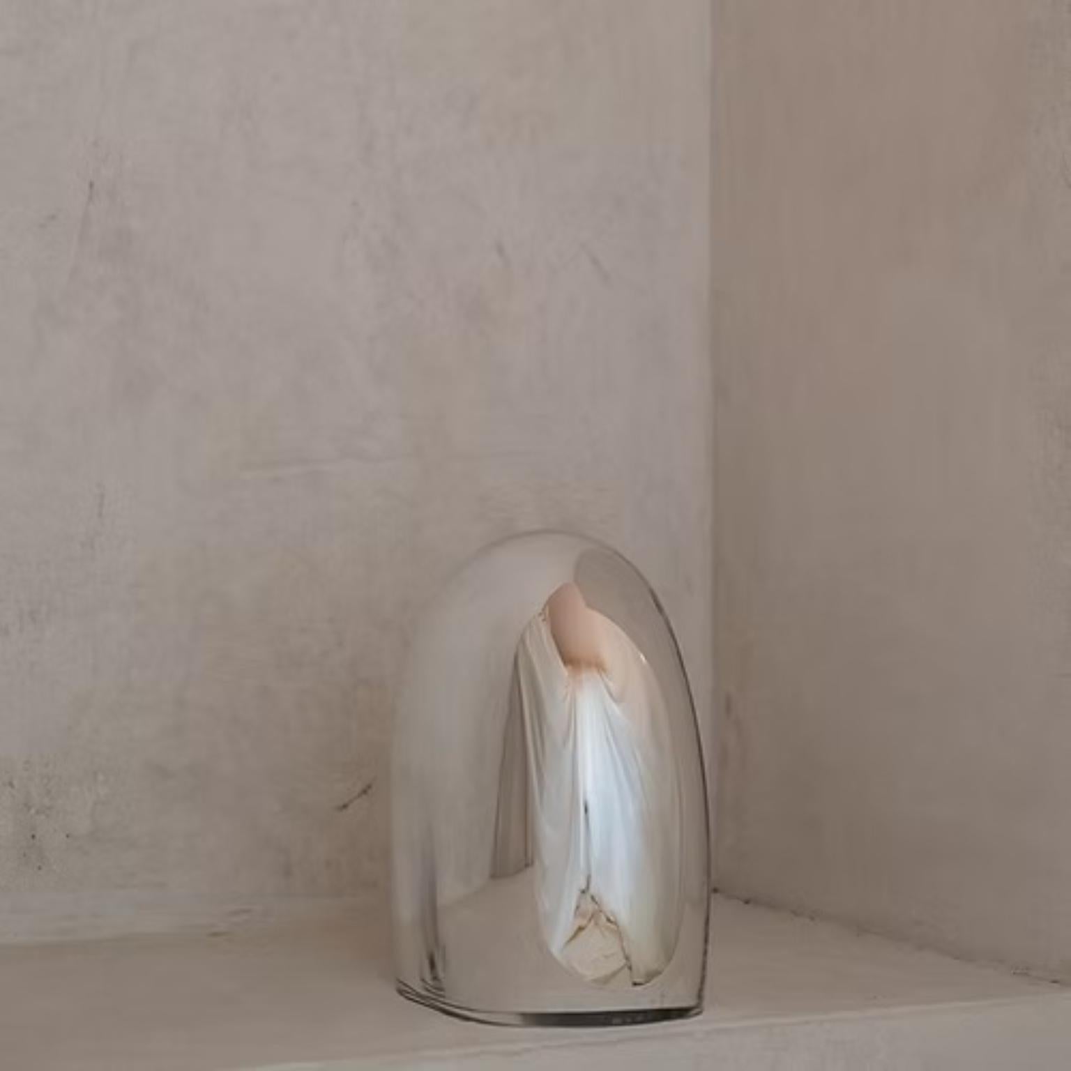 German Reflecting M Standing Mirror Sculpture by Milena Kling For Sale