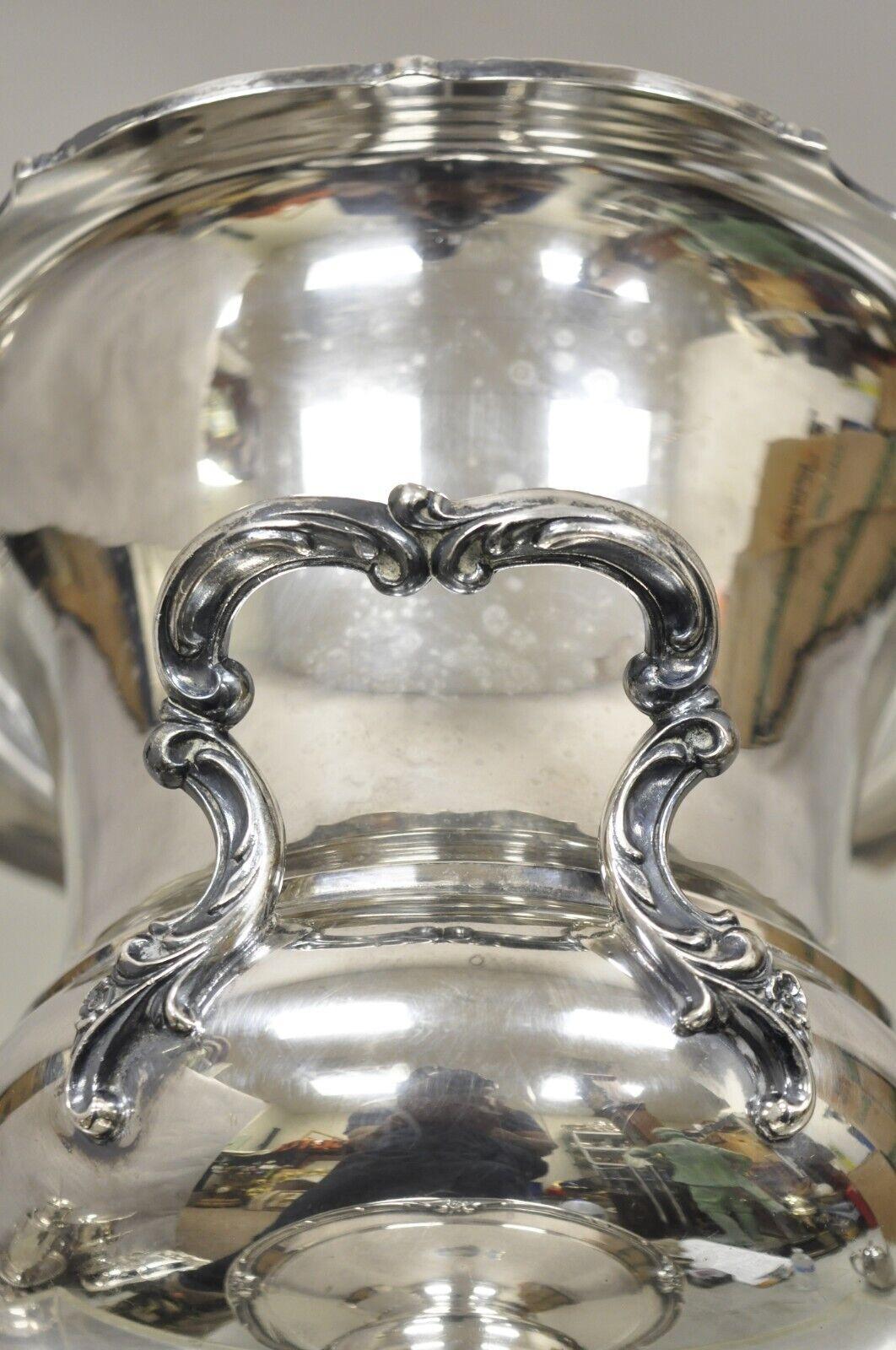 Victorian Reflection 1847 Rogers Bros Silver Plate Trophy Cup Champagne Chiller Ice Bucket For Sale