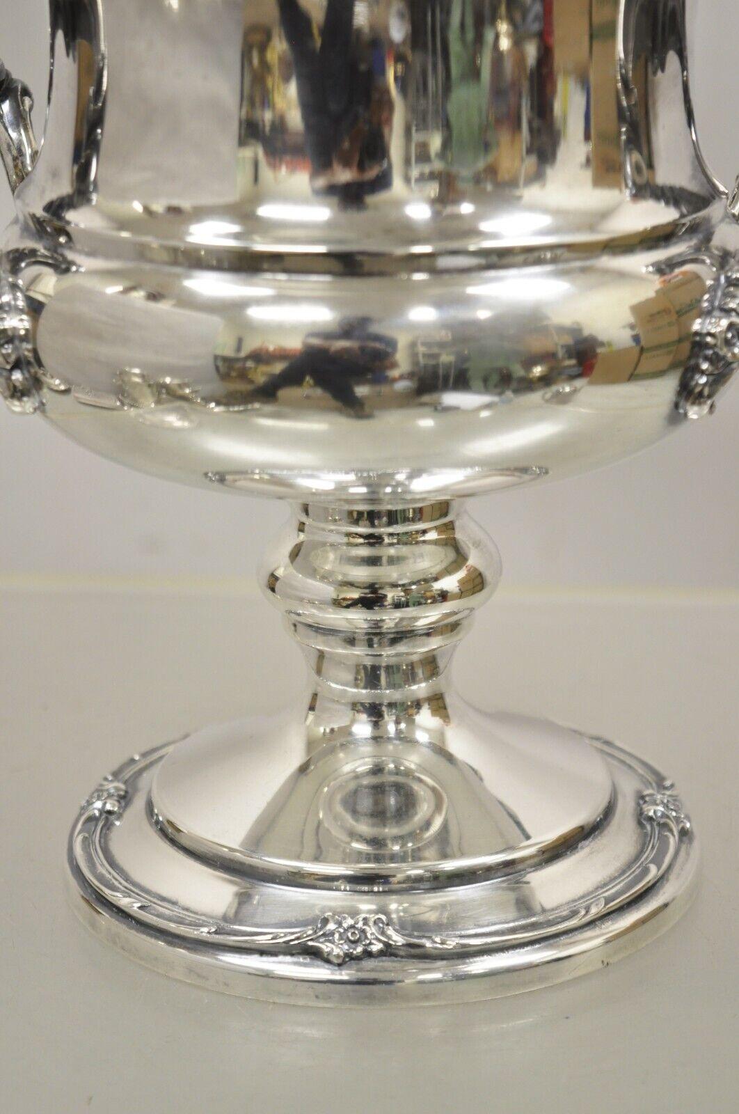 Reflection 1847 Rogers Bros Silver Plate Trophy Cup Champagne Chiller Ice Bucket In Good Condition For Sale In Philadelphia, PA