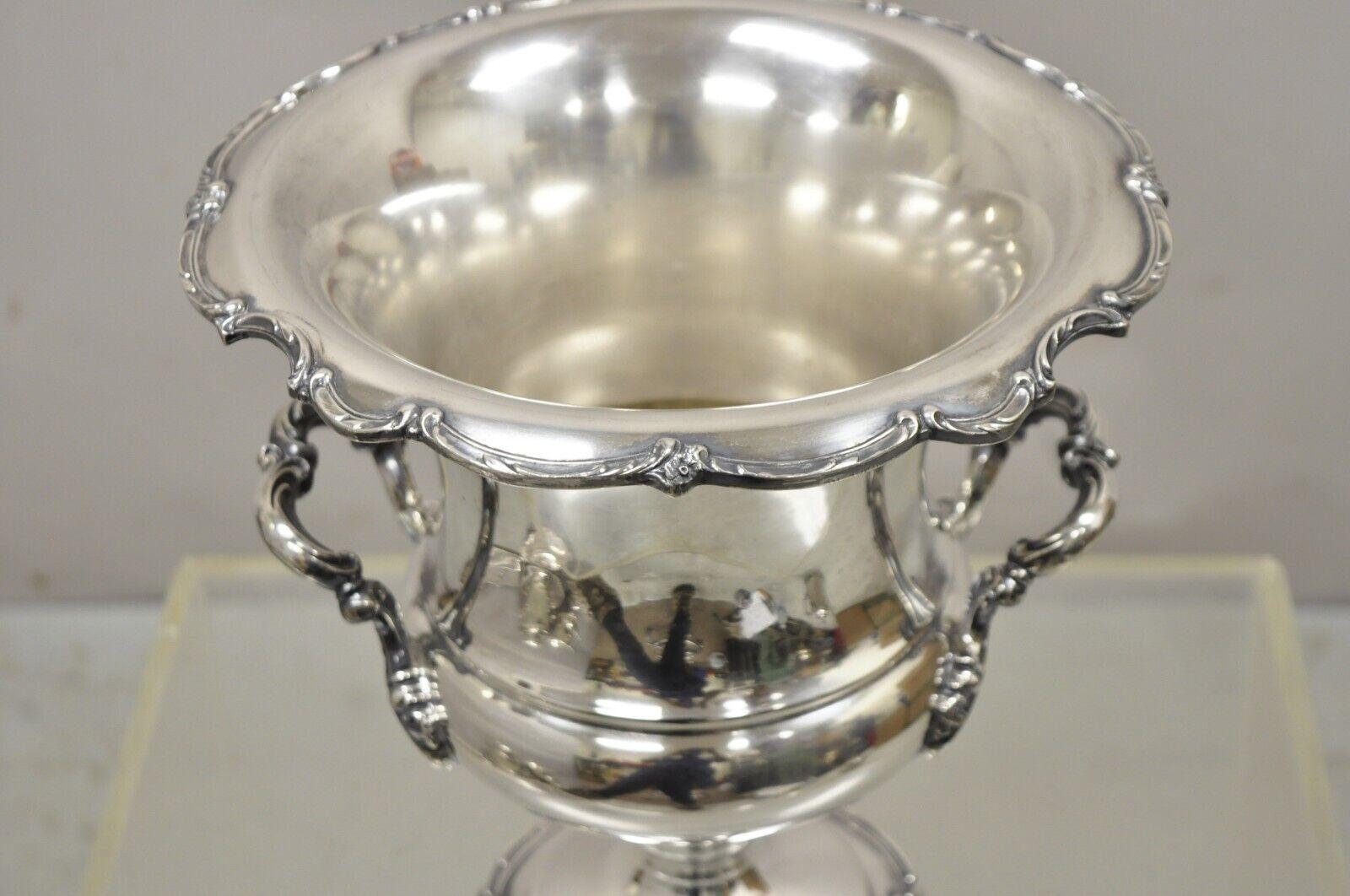 20th Century Reflection 1847 Rogers Bros Silver Plate Trophy Cup Champagne Chiller Ice Bucket For Sale