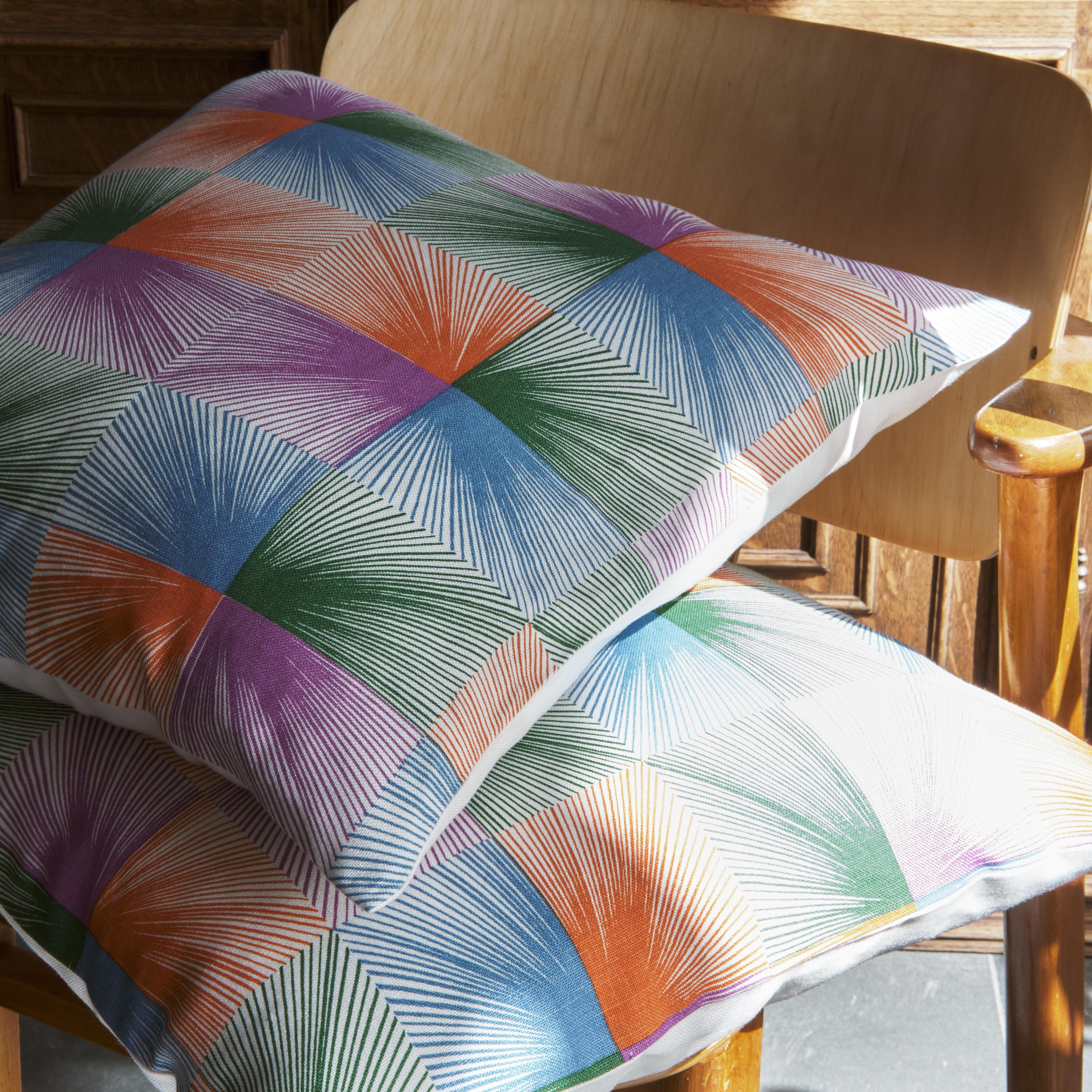 Reflection, cushion cover by Lothar Götz is Presented by Saison International

Reflection, created exclusively for Saison International, exudes a playful vibrancy, with methodically drawn and highly colourful geometric lines mirrored across the