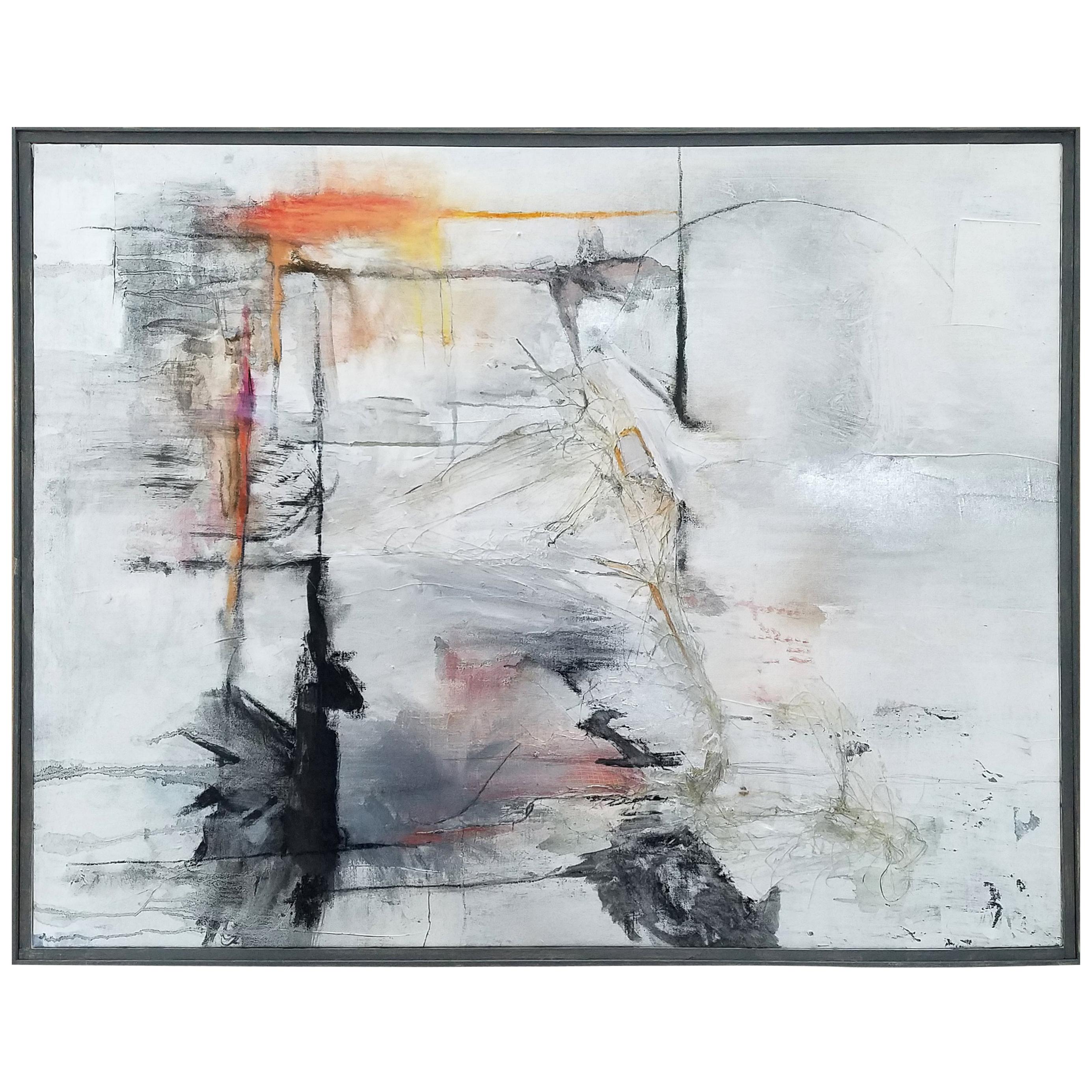 "Reflections," Black, White and Gray Abstract Painting by Kathi Robinson Frank
