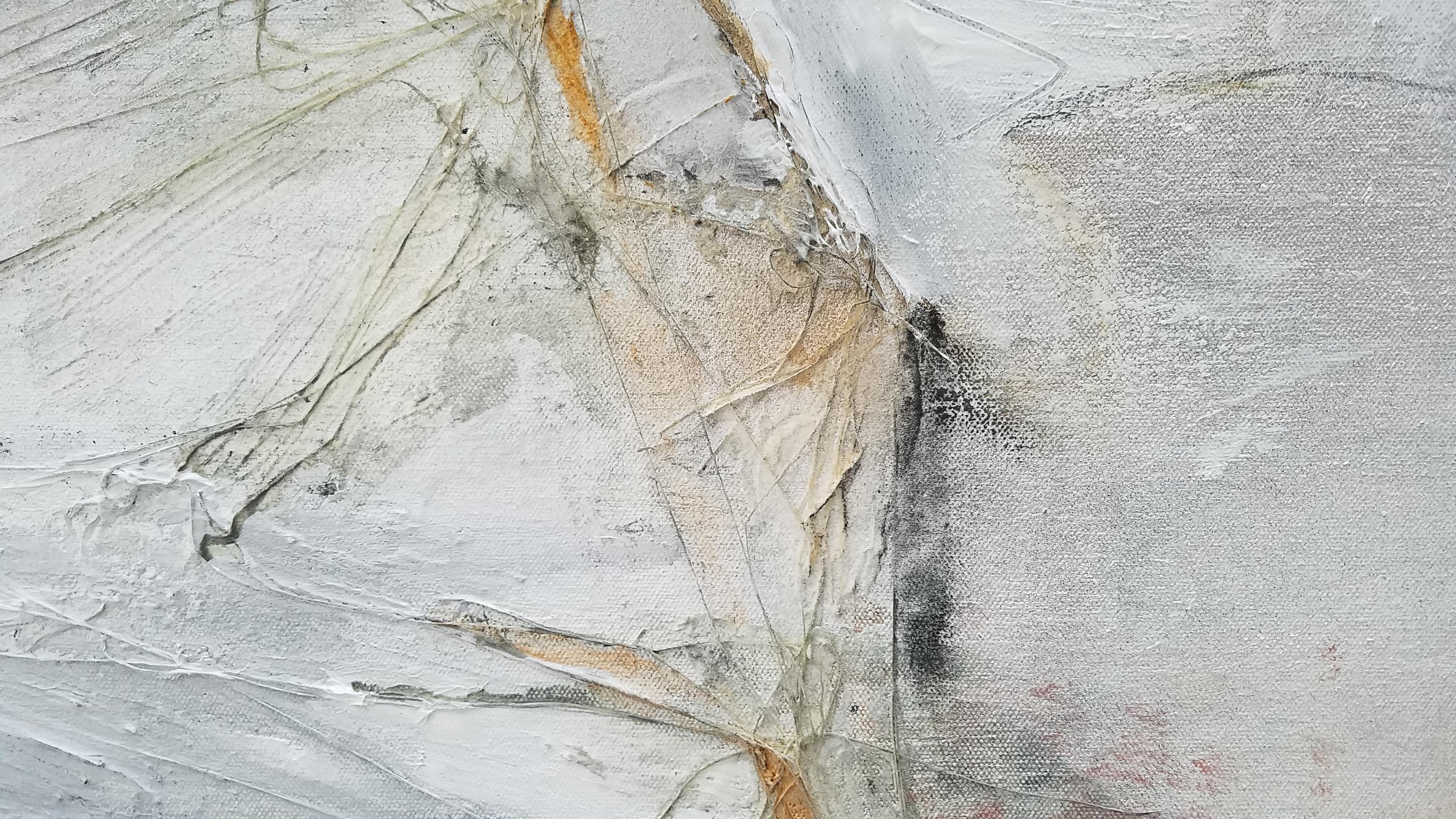 « Reflections », peinture abstraite noire, blanche et grise de Kathi Robinson Frank en vente 1