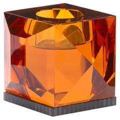 Reflections Copenhagen Ophelia T-Light Holder in Amber & Black Crystal
