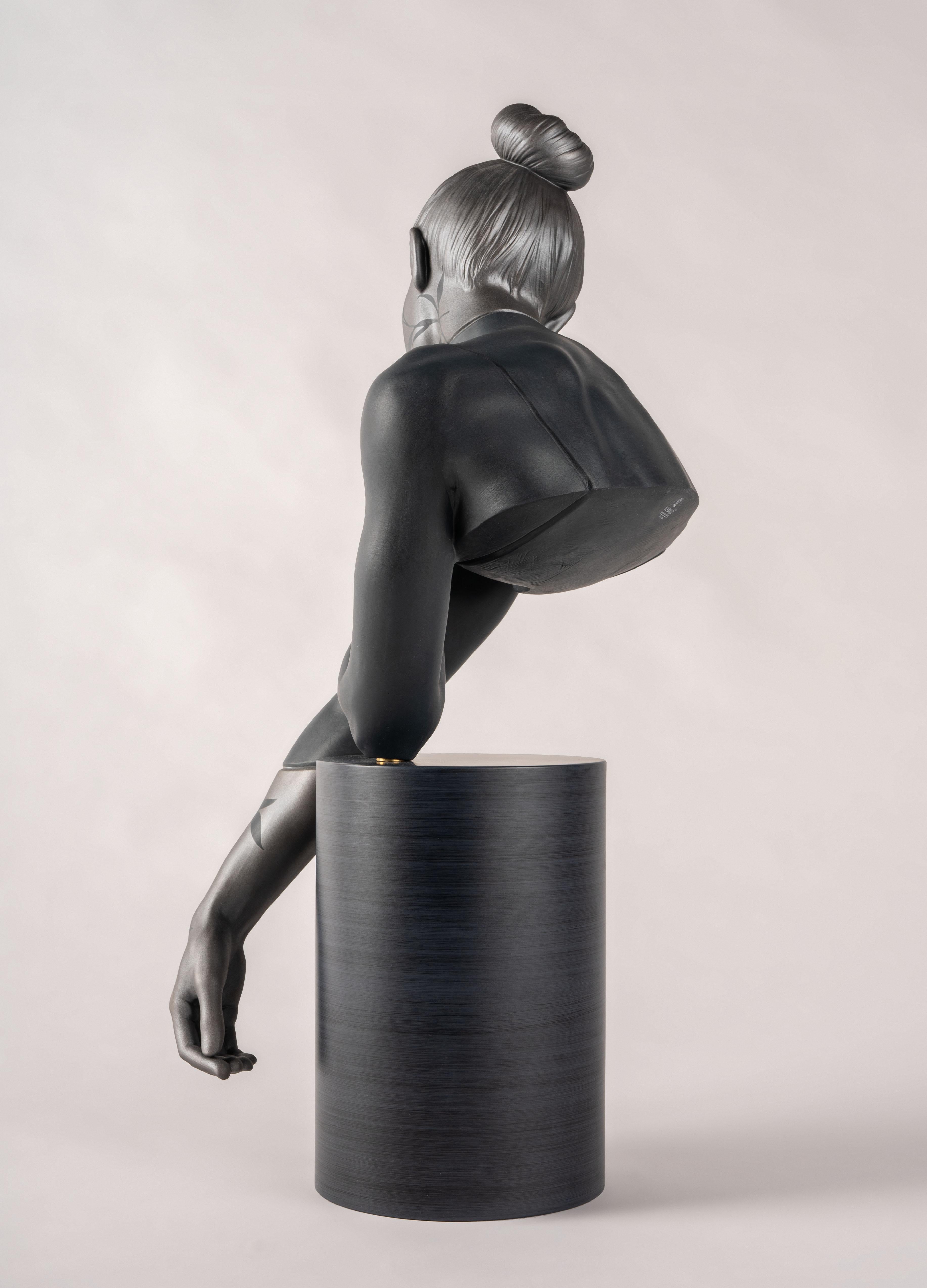 Porcelain sculpture inspired by the connection between humans and nature. This female porcelain bust portrays a woman in a pensive inner-looking pose. It reminds us of the essential bond between woman and nature, our responsibility for looking after