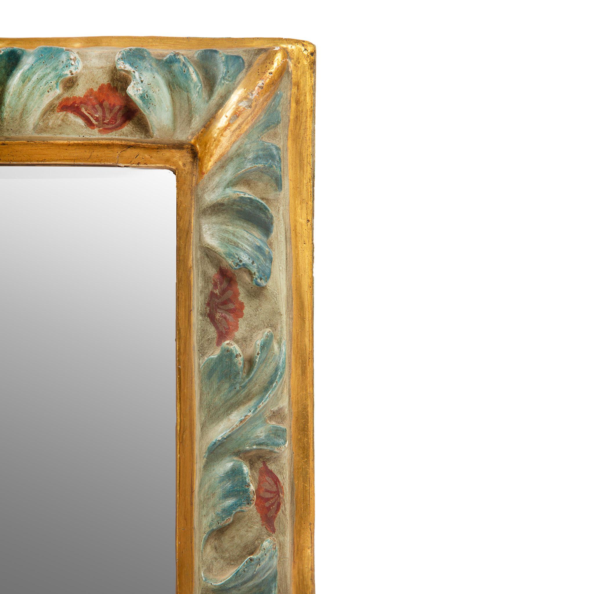 Plaster Reflections of the 19th Century: Multicolor Gilt Framed Mirror For Sale