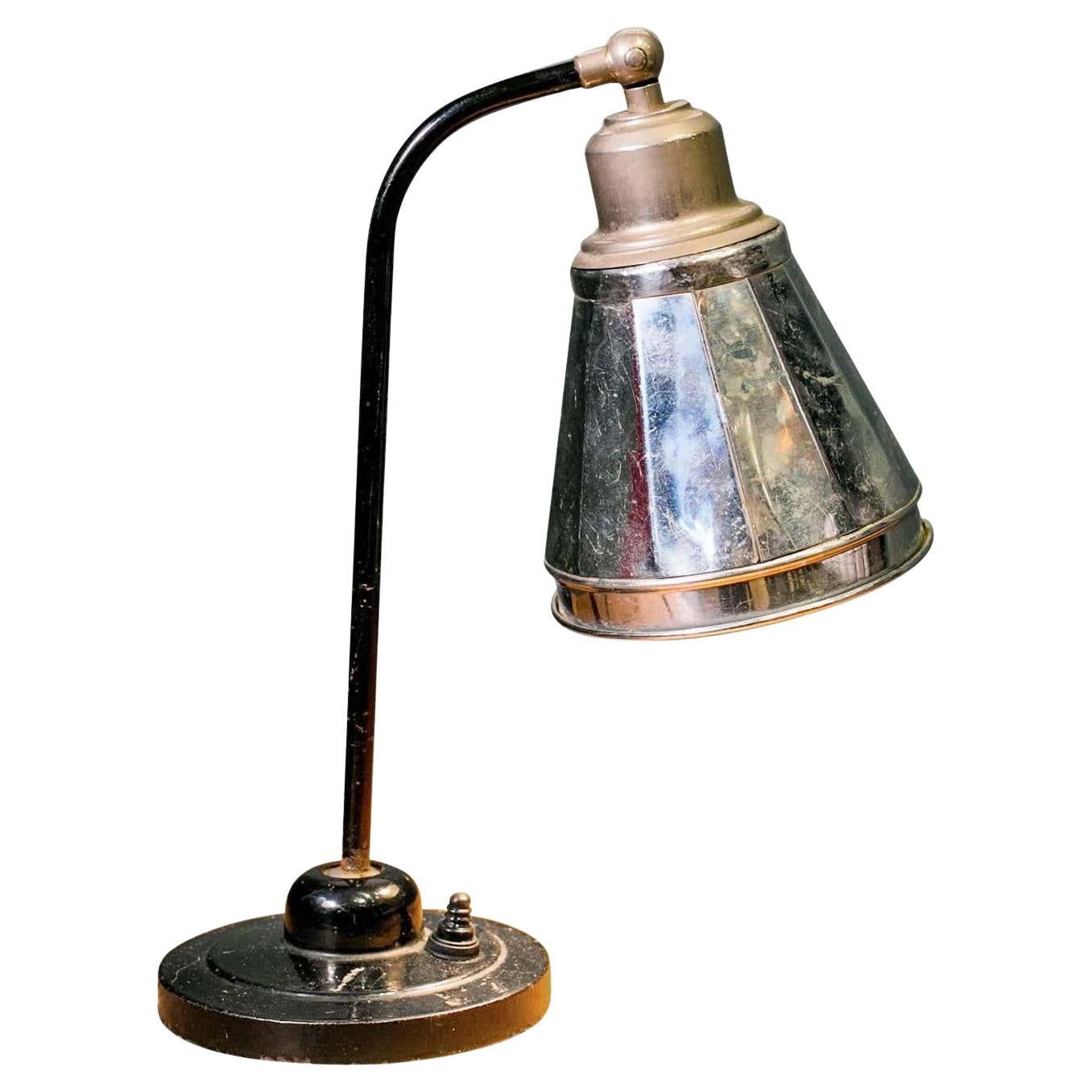 Reflective French Art Deco Style Gooseneck Table Lamp, circa 1930