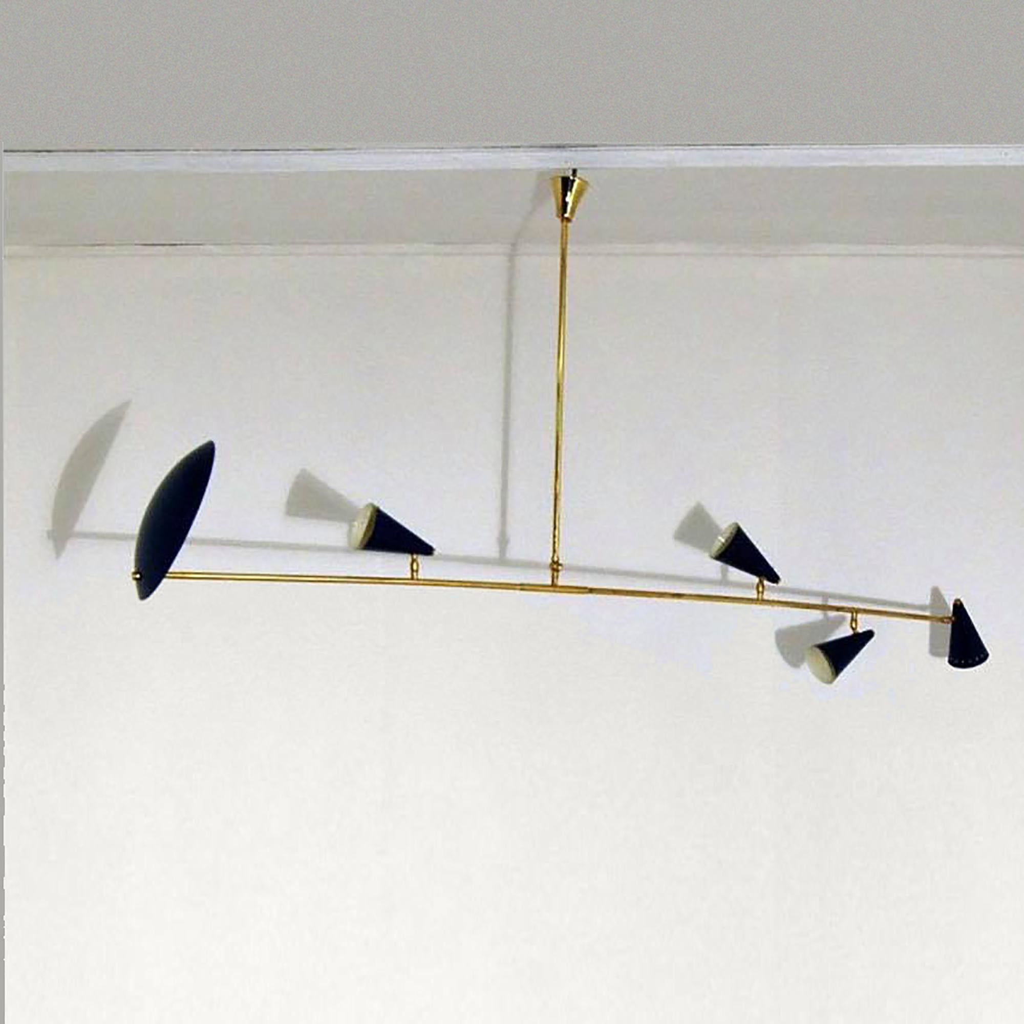 European Reflector Counterbalanced Chandelier with Four Pivot Shades