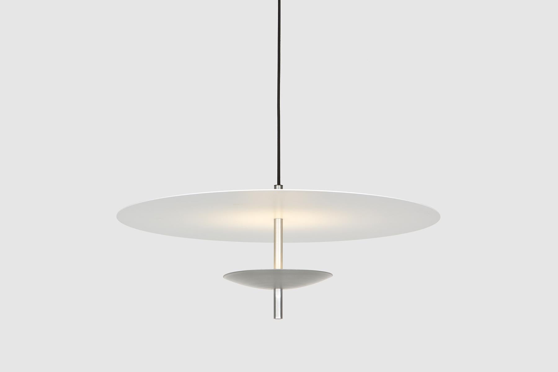 Aluminium Lampe à suspension LED à réflecteur, aluminium anodisé, or satiné, abat-jour blanc en vente