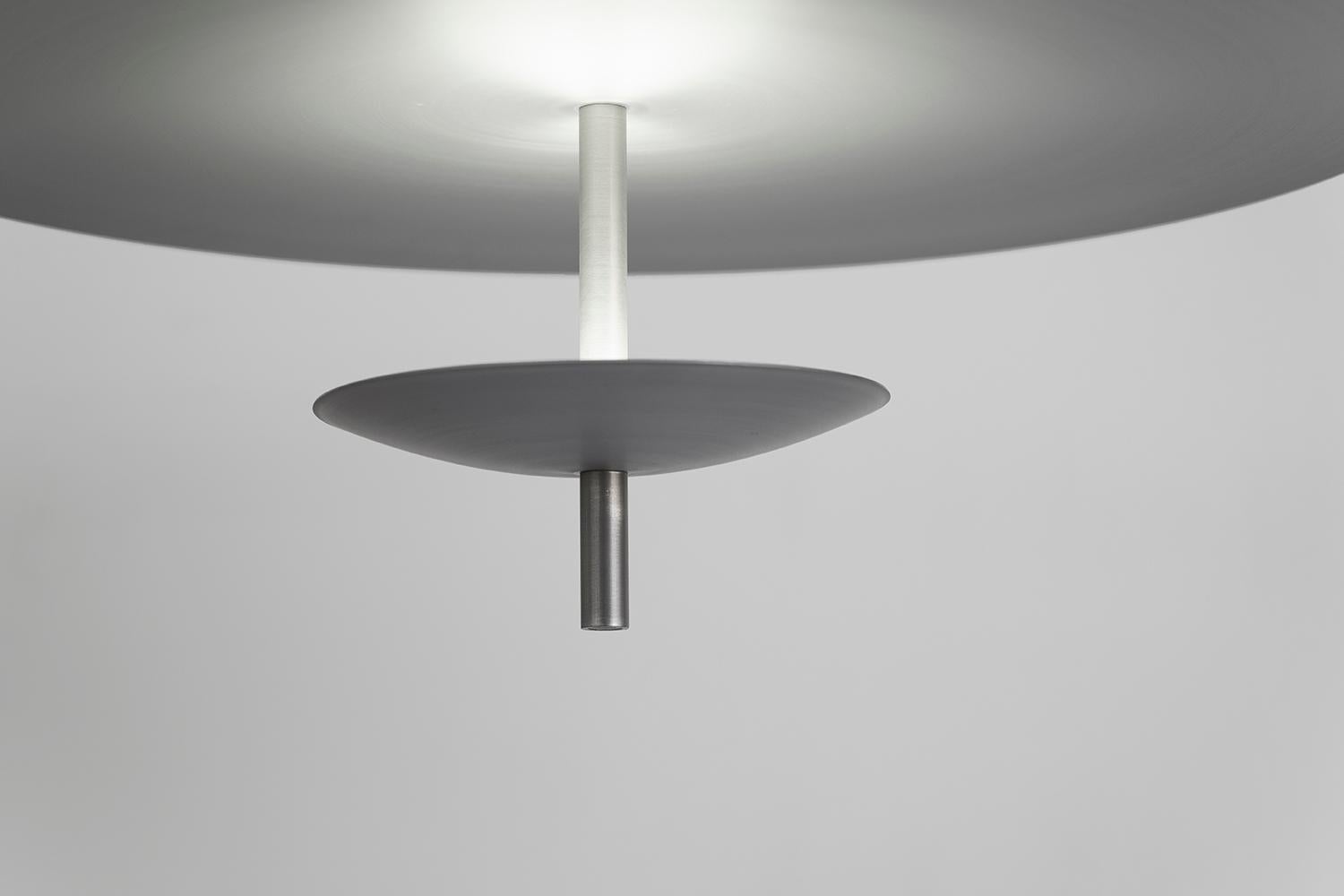 Lampe à suspension LED à réflecteur, aluminium anodisé, or satiné, abat-jour blanc en vente 2