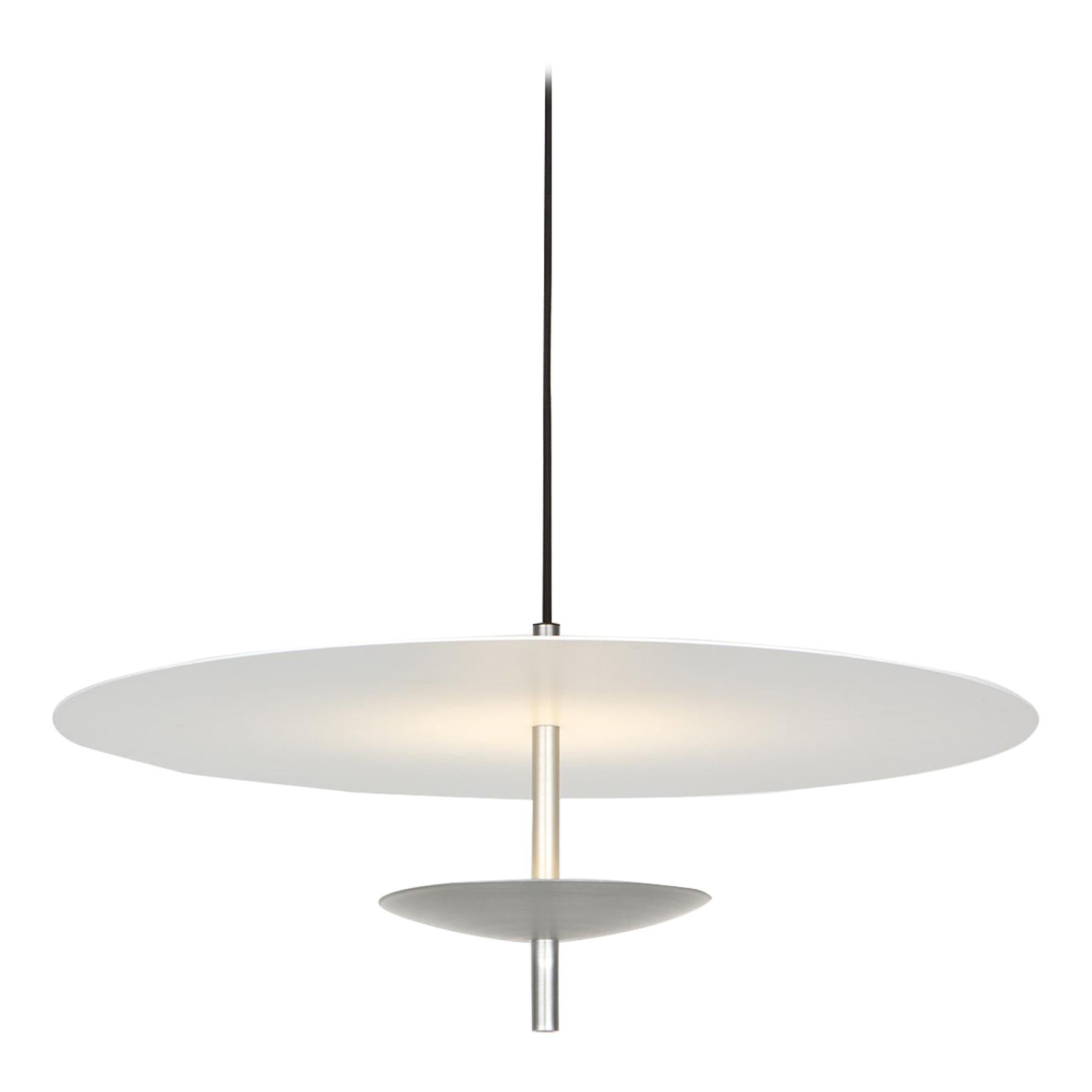 Reflector LED Pendant Light, Anodised Aluminum, Silver, White Shade