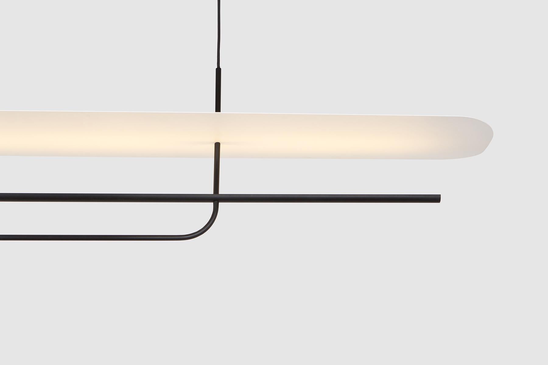 The Reflector linear pendant is a luxury LED linear pendant, ideal for indoor lighting in dining and living rooms, study rooms, hallways, and other domestic or commercial spaces that require accent lighting. 
Light is cast onto a floating reflector,