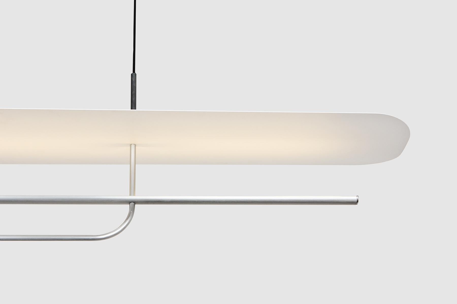 The Reflector linear pendant is a luxury LED linear pendant, ideal for indoor lighting in dining and living rooms, study rooms, hallways, and other domestic or commercial spaces that require accent lighting. 
Light is cast onto a floating reflector,