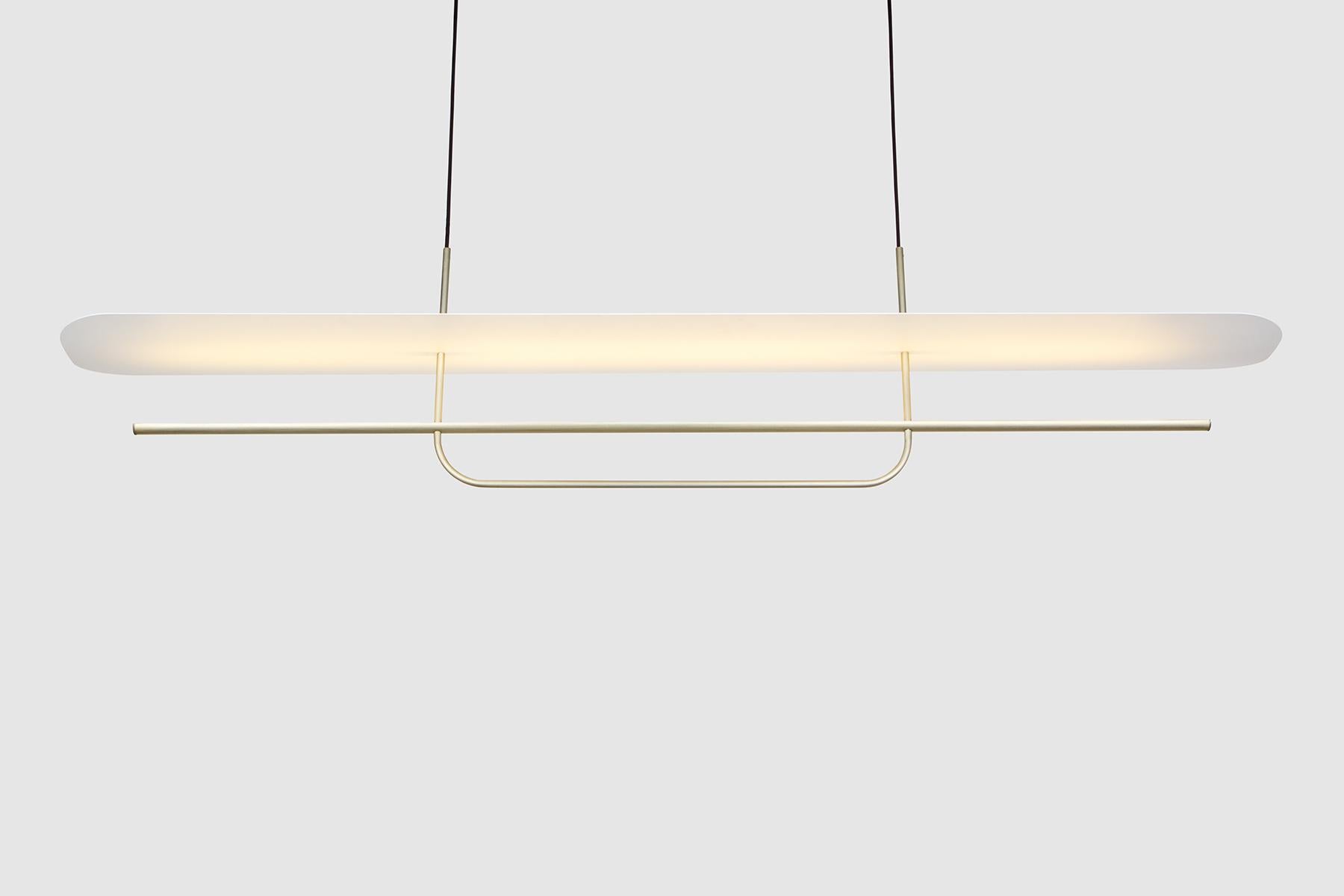 Reflector Linear LED Patina Bronze Suspension Light, Patina Bronze / White Shade en vente 6