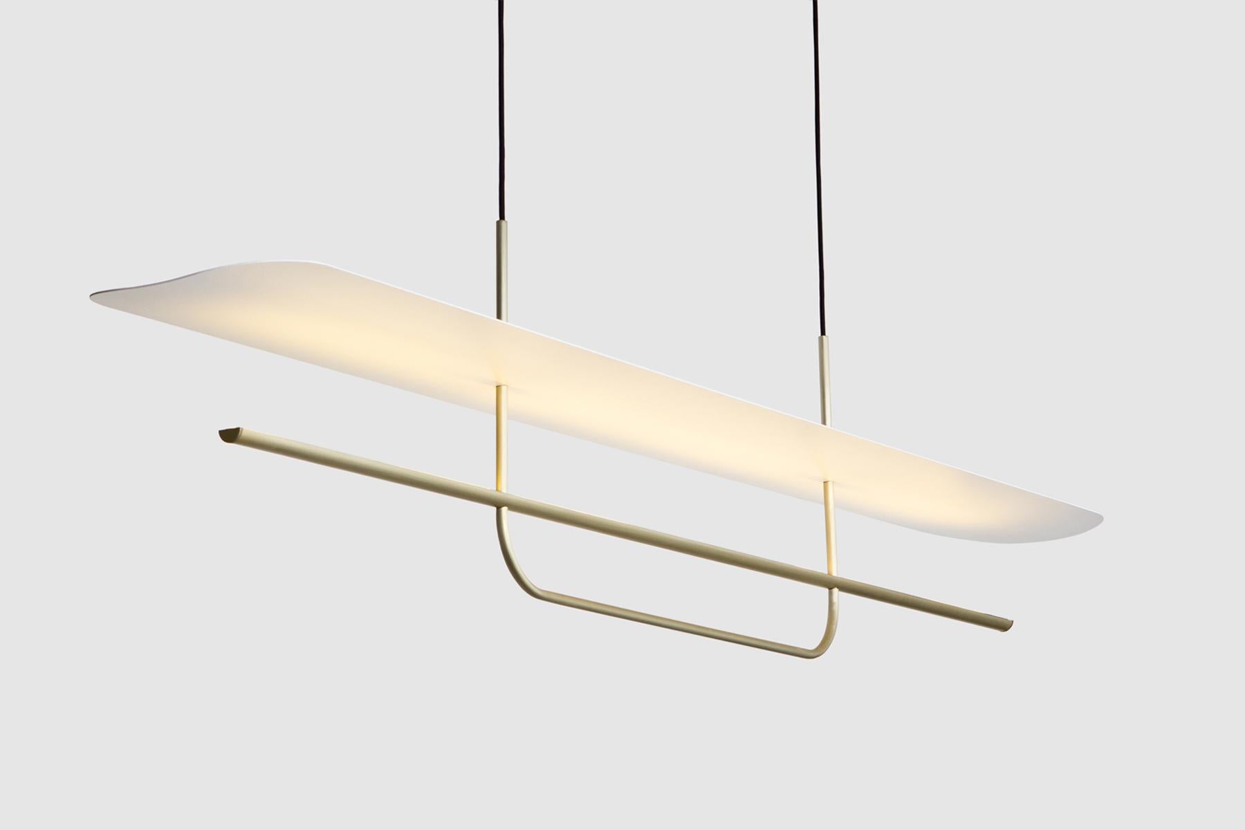 Reflector Linear LED Patina Bronze Suspension Light, Patina Bronze / White Shade en vente 7