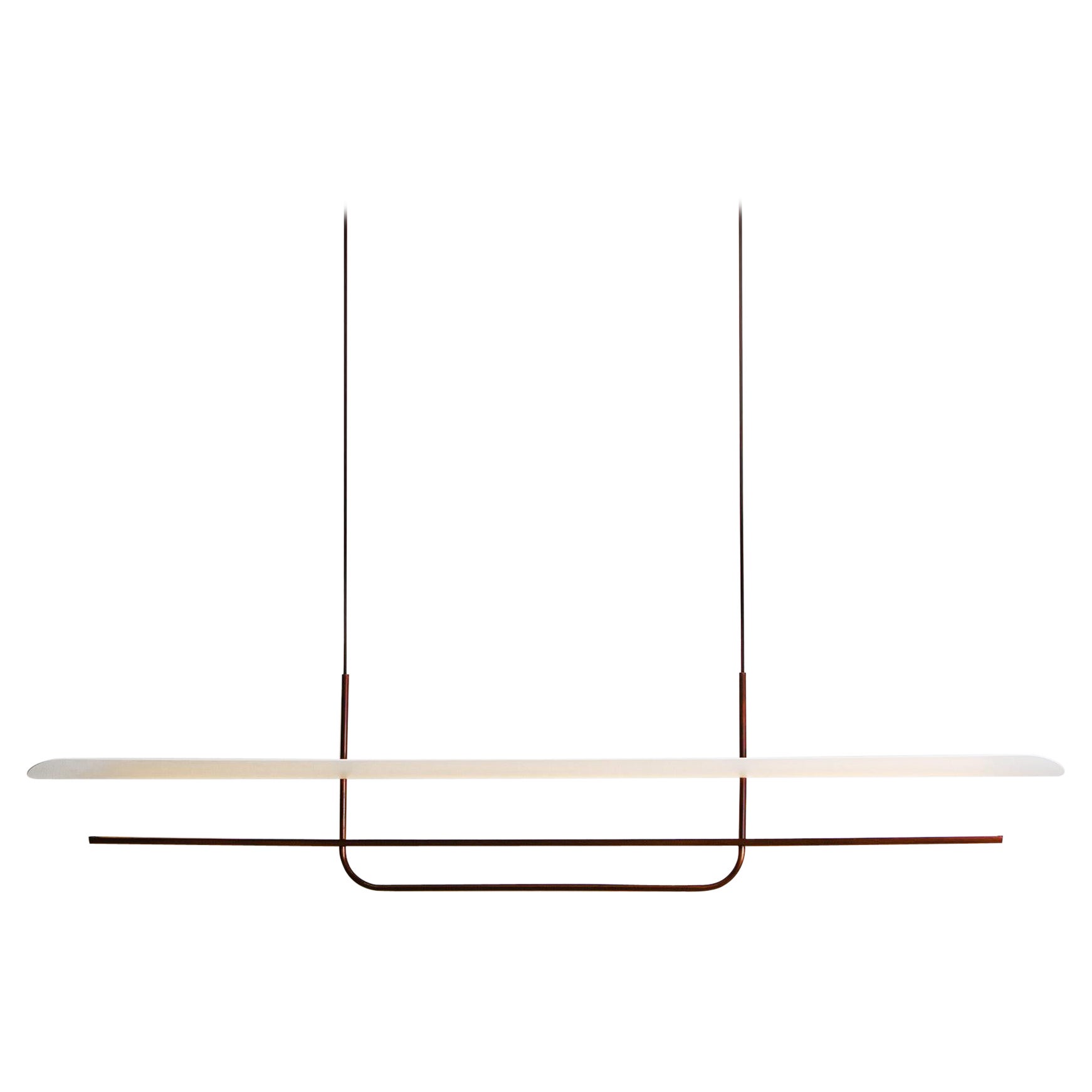 lineare LED Patina Bronze-Hängelampe, Patina Bronze / Weißer Schirm