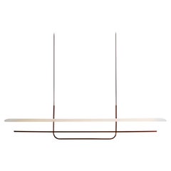 lineare LED Patina Bronze-Hängelampe, Patina Bronze / Weißer Schirm